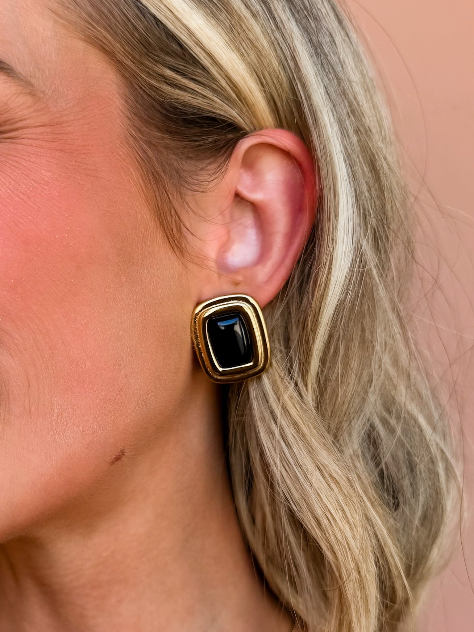 Petra Classic Square Stone Earrings