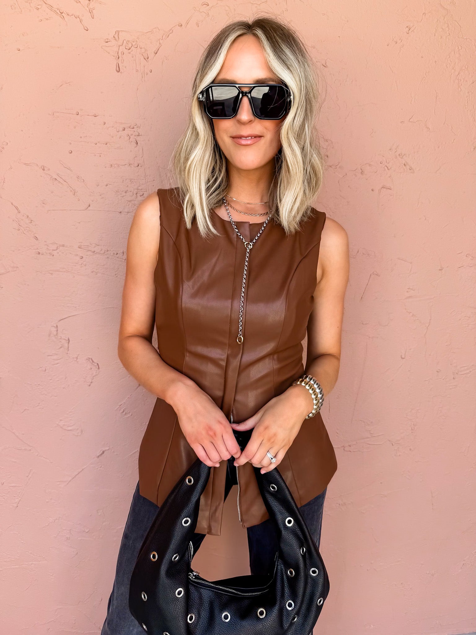Refined Moment Vegan Leather Top