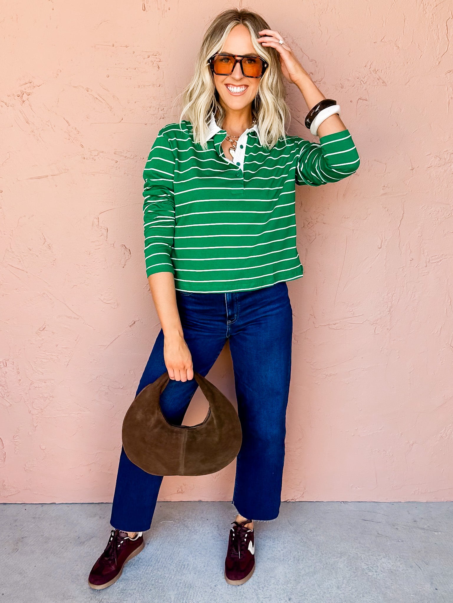 Right Direction Striped Collared Top