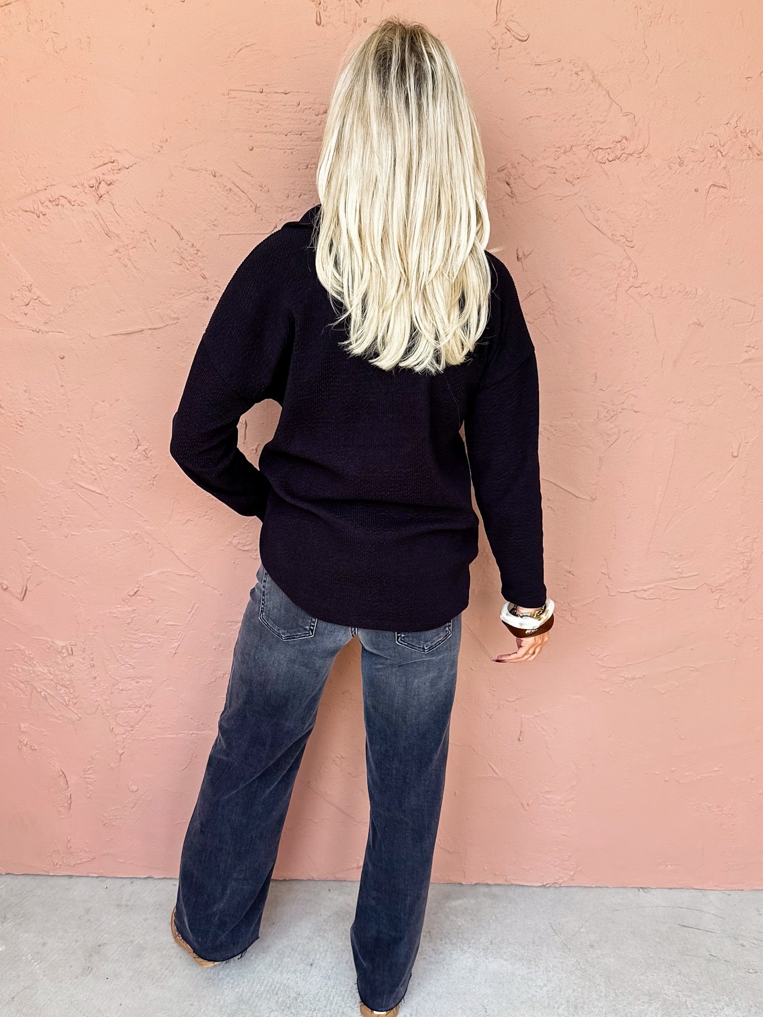 The Icon Knit Polo Sweater-Black