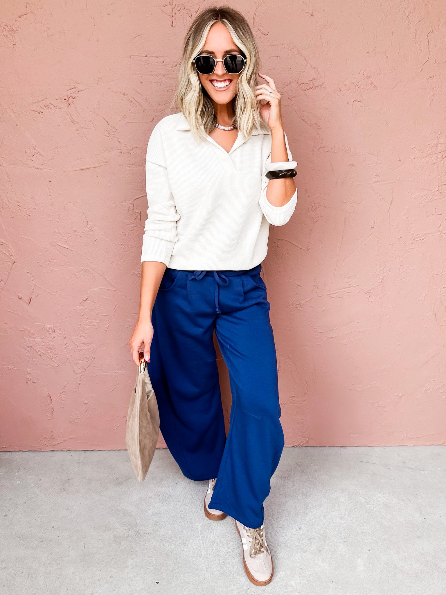 The Johnson Barrel Leg Sweatpants-Blue