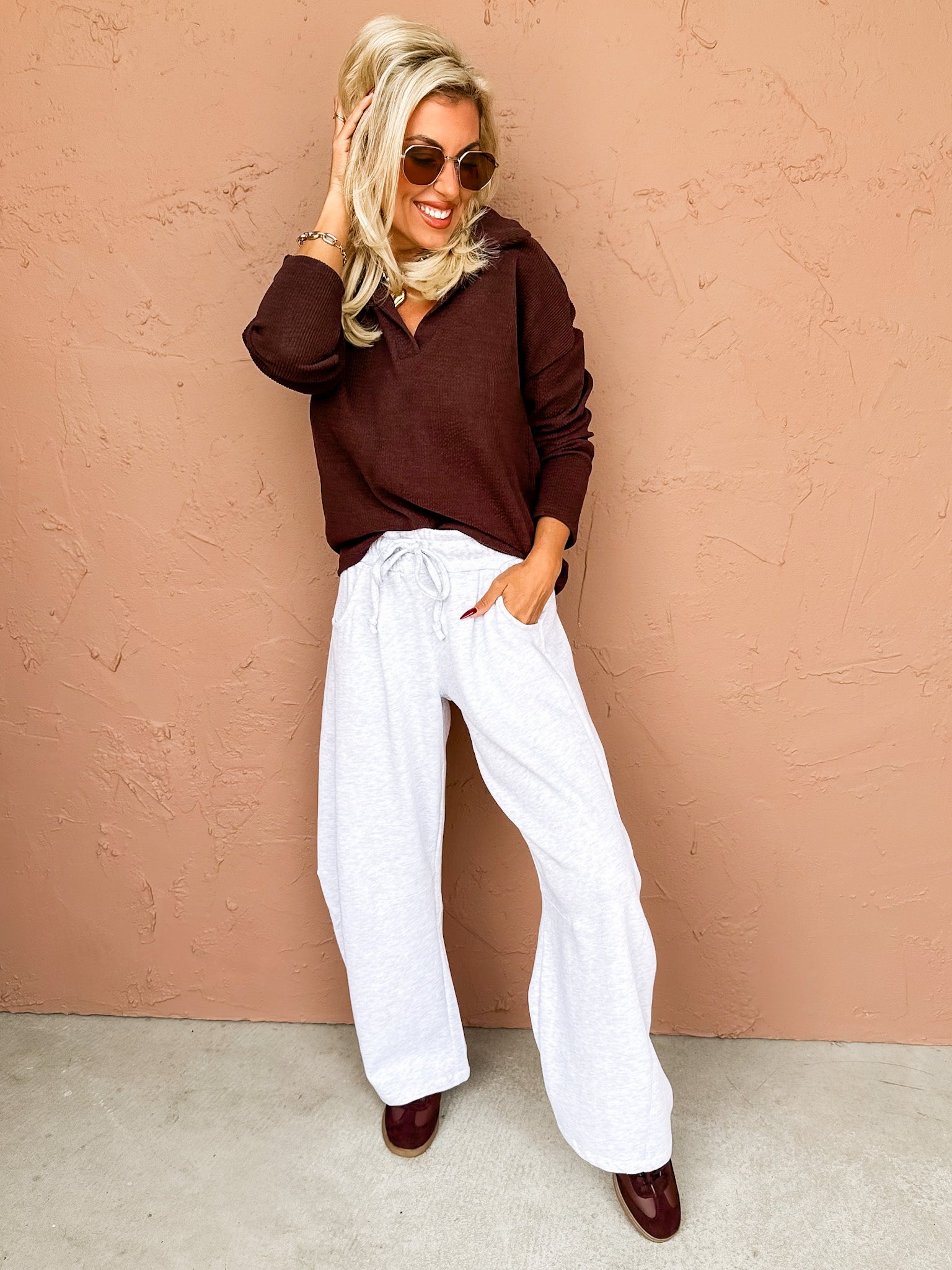 The Johnson Barrel Leg Sweatpants-Grey