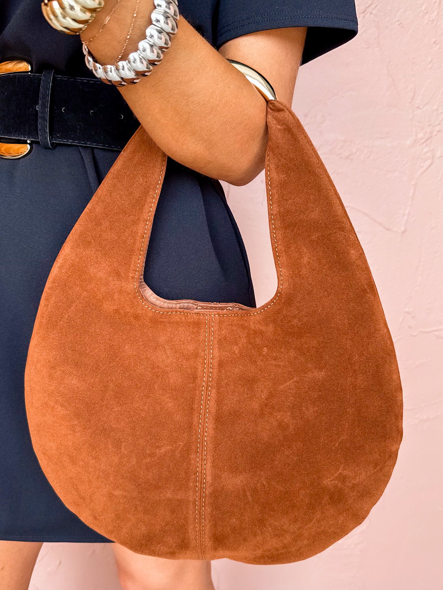 The Juliette Faux Suede Leather Hobo Bag