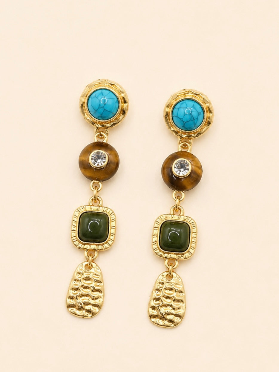 Pixie Stone Charm Drop Earrings-Turquoise