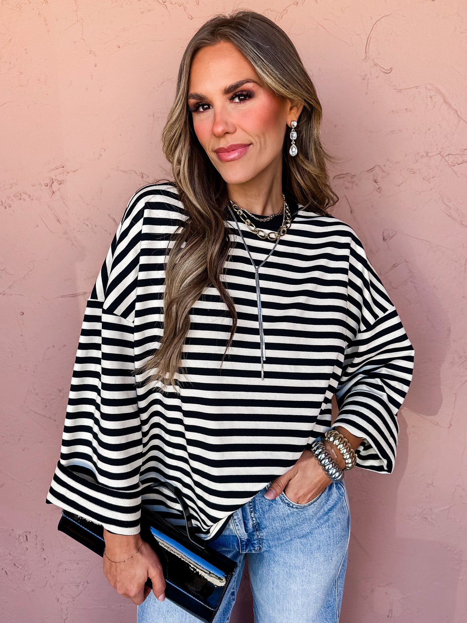 Cool Again Striped Terry Knit Top