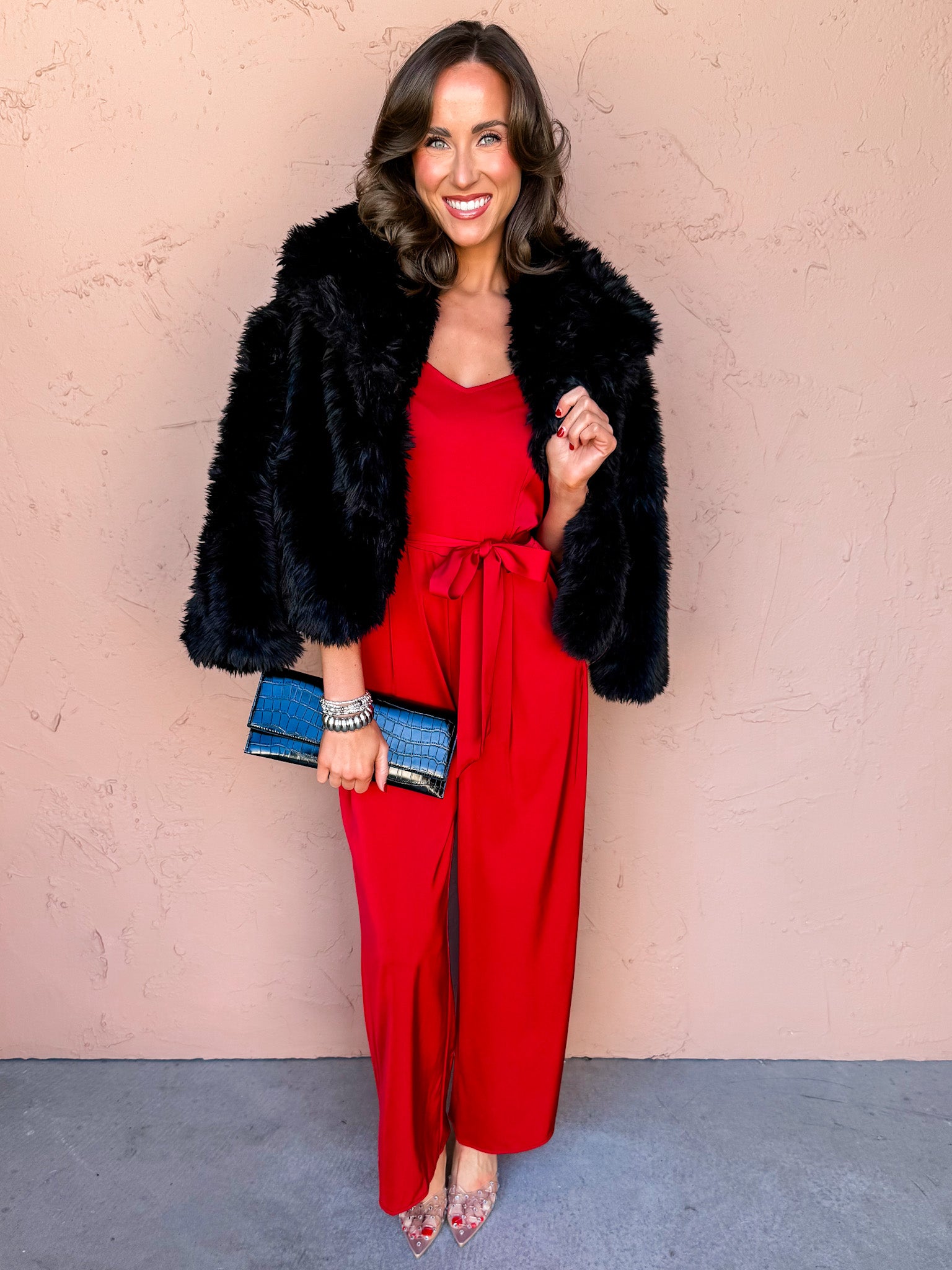 Ellen Faux Fur Coat-Black