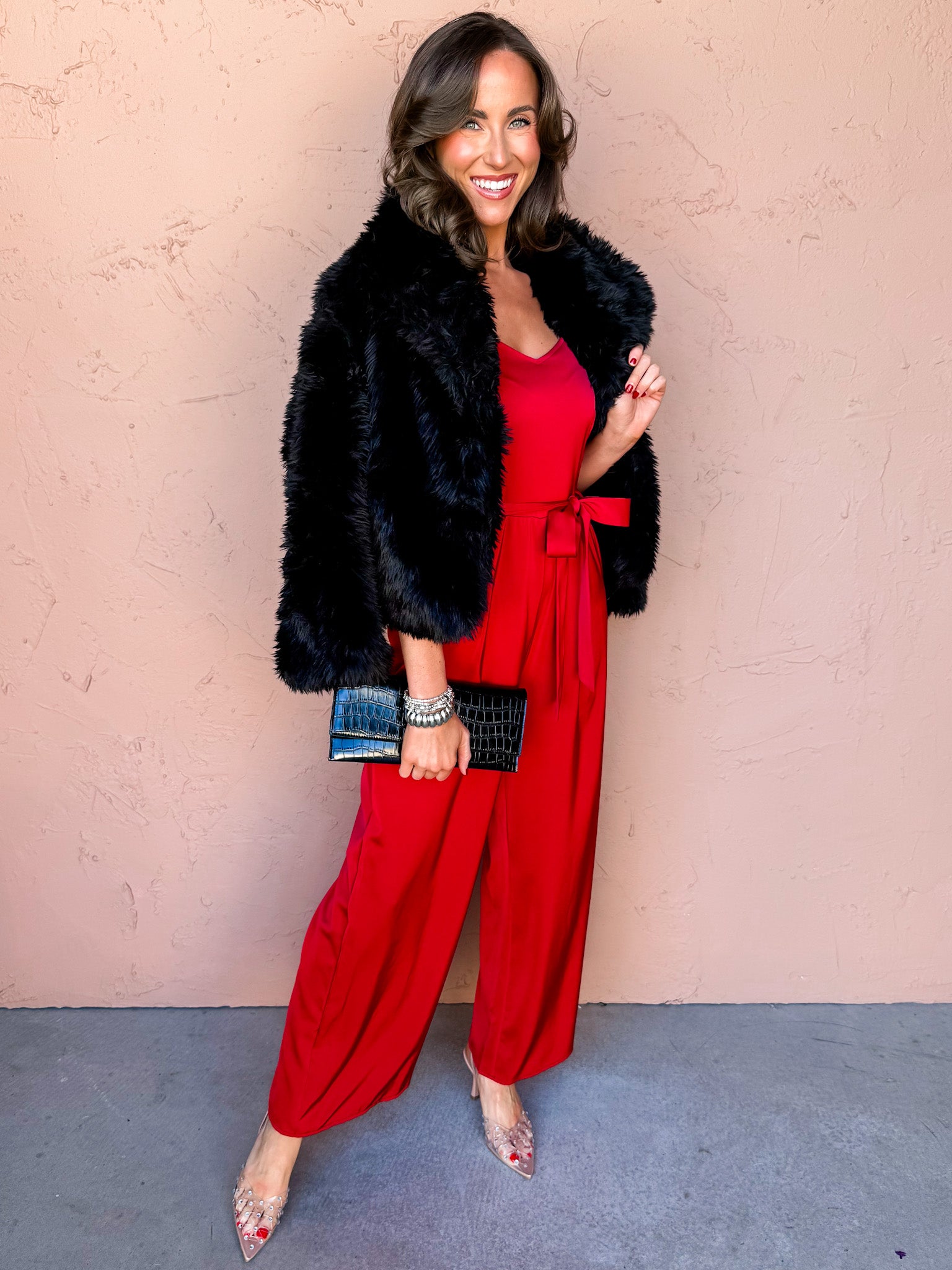 Ellen Faux Fur Coat-Black