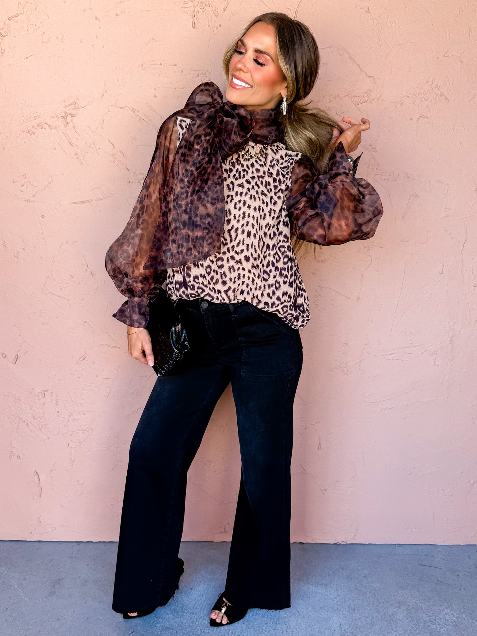 Maeve Animal Print Bow Tie Top