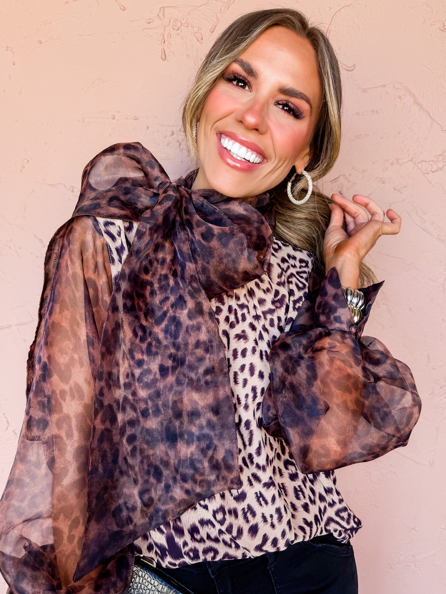 Maeve Animal Print Bow Tie Top