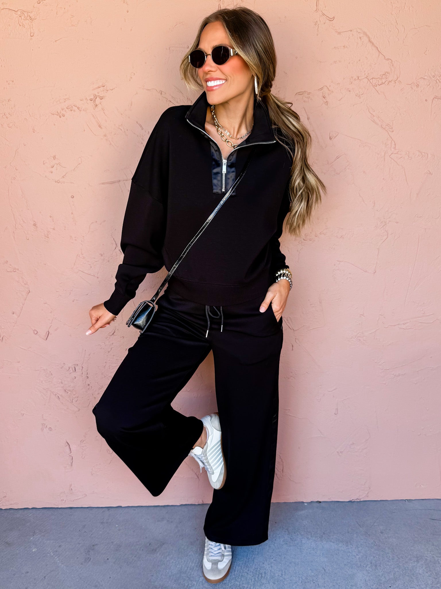 Mailyn Half Zip Top-Black