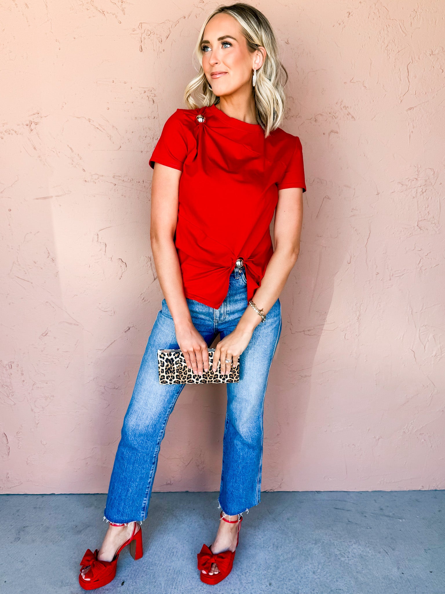 Marina Clip Detail Short Sleeve Top