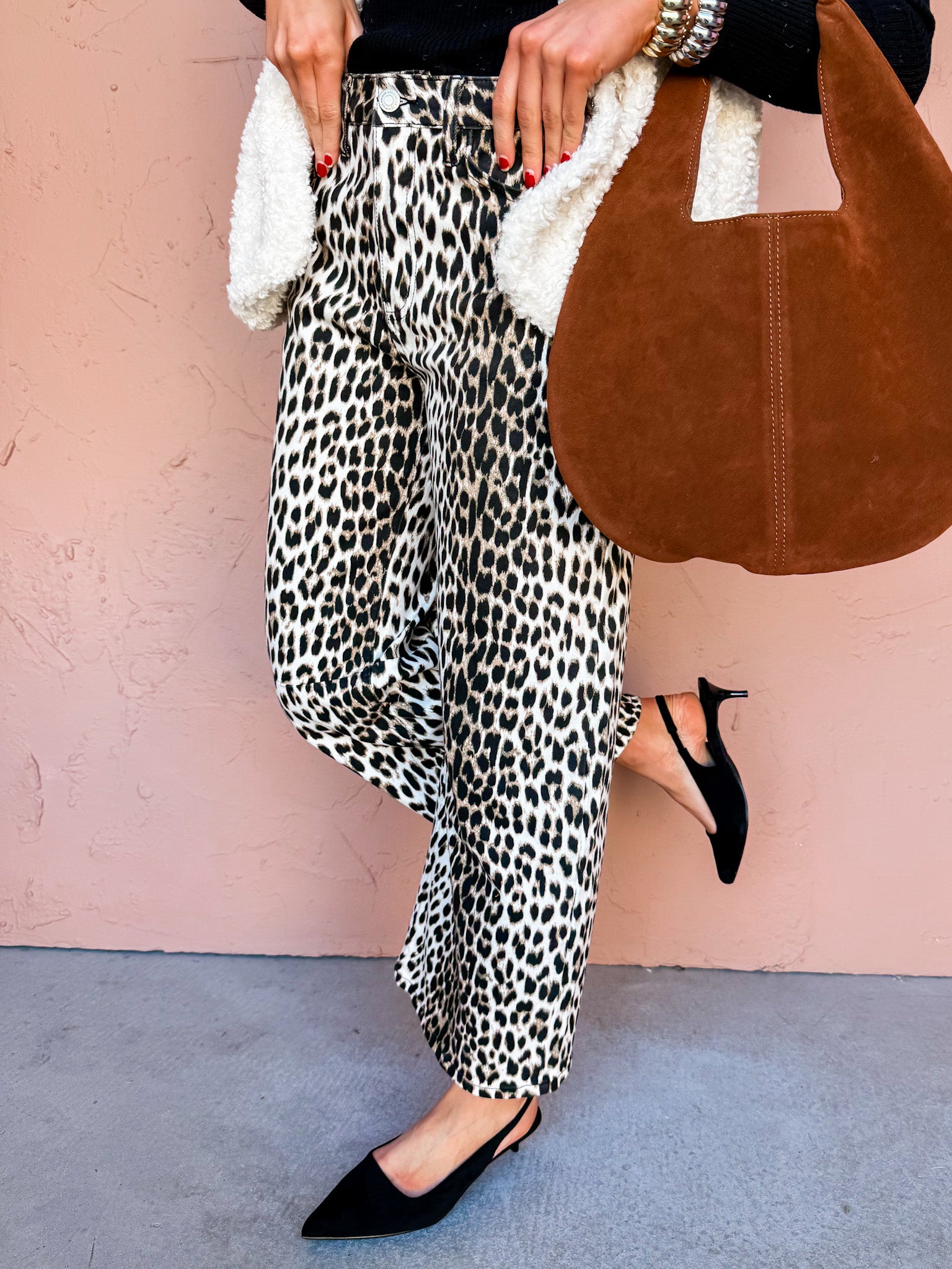 Rory Leopard Barrel Leg Jean