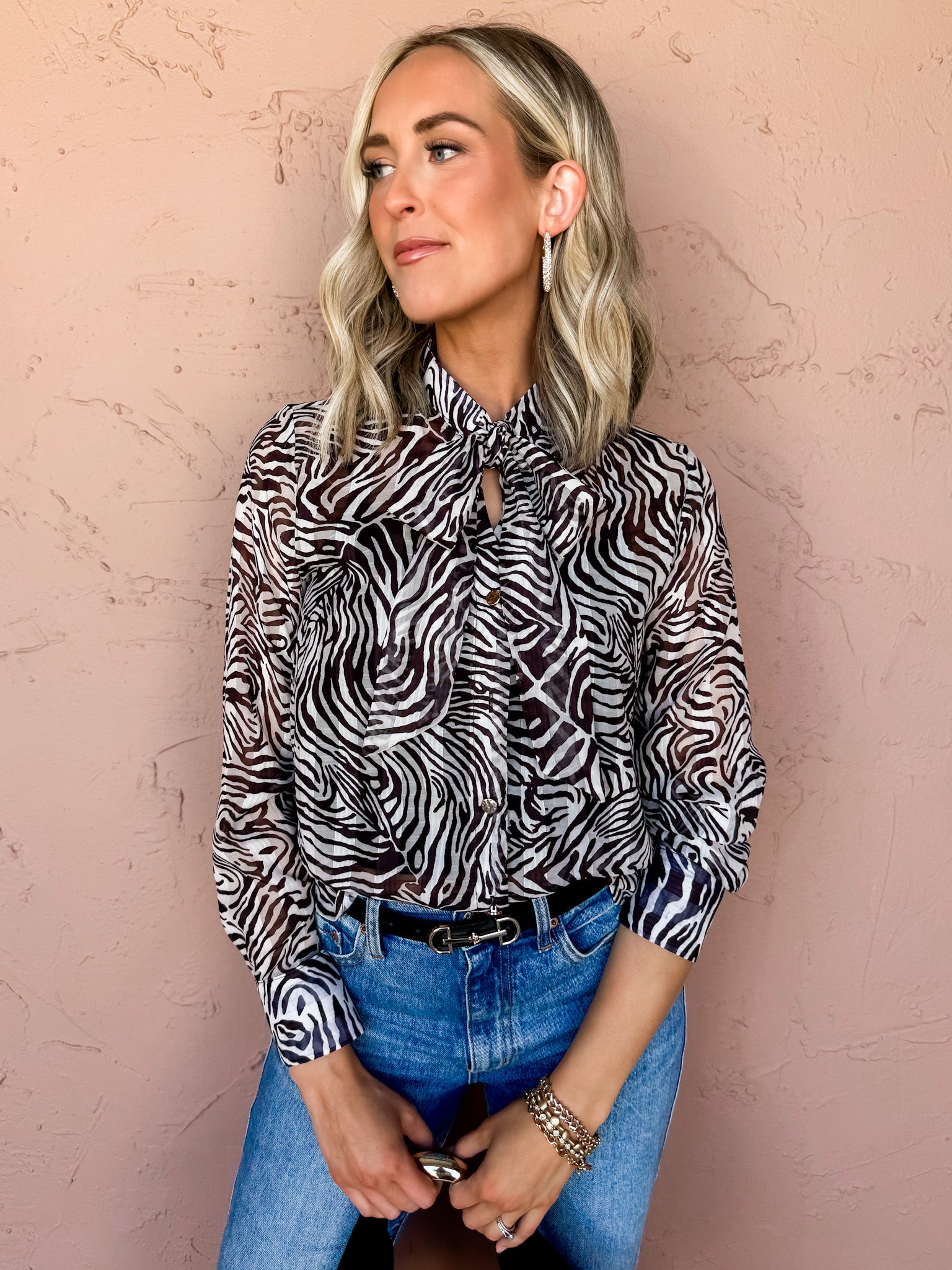 Wild Things Zebra Button Front Top