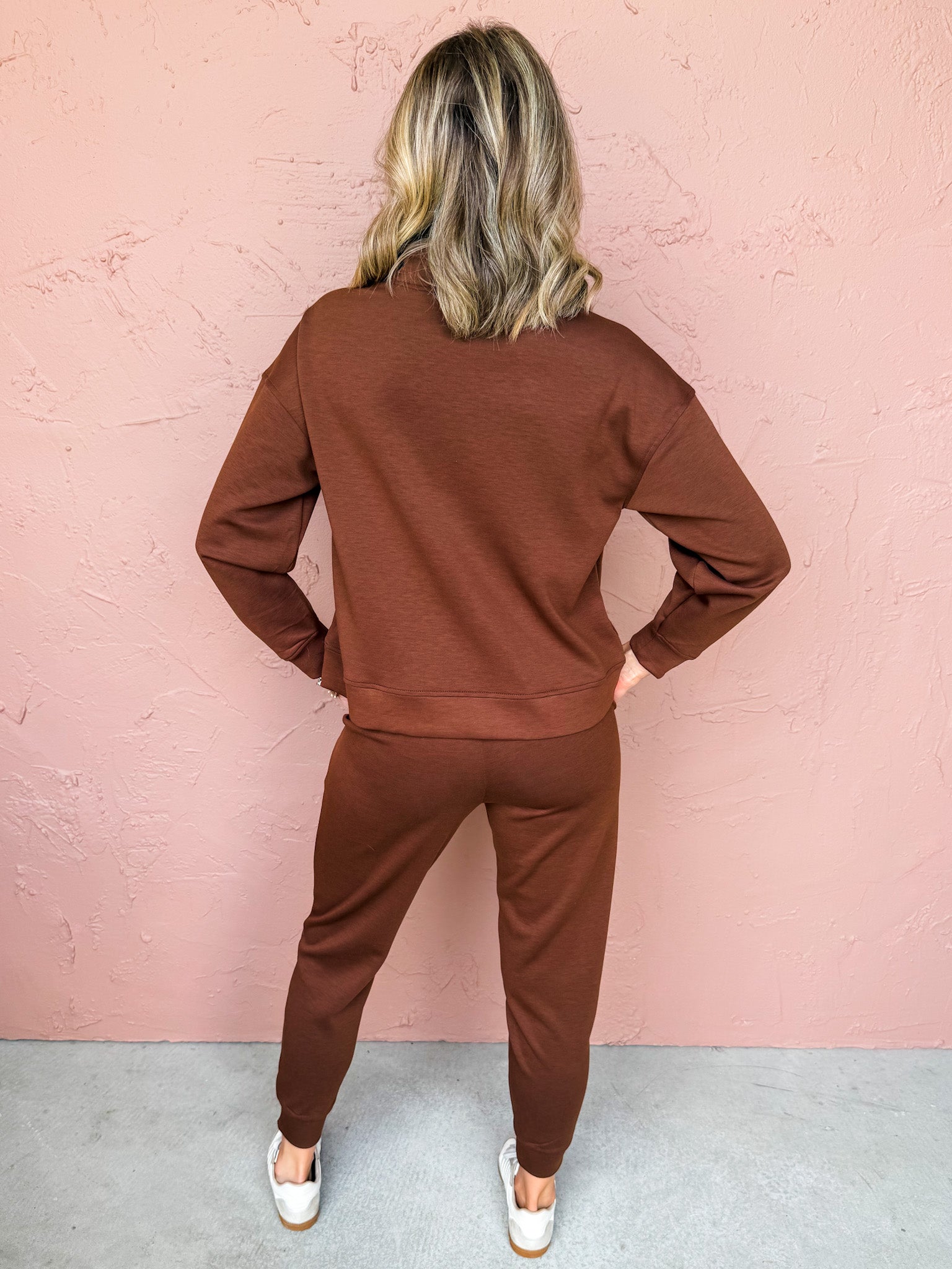 Kamryn Half Zip And Jogger Set-Brown