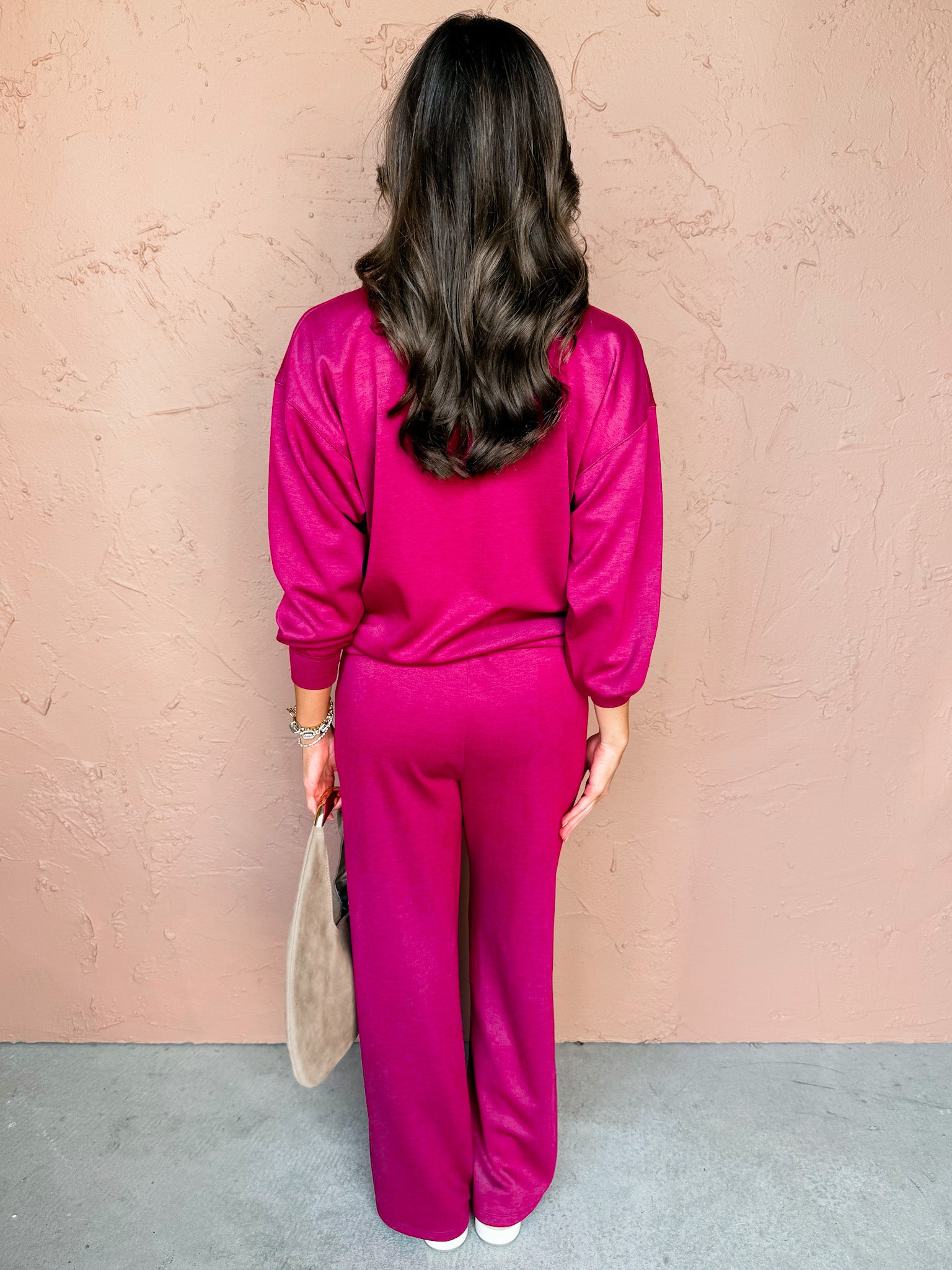 Limitless Crewneck And Pants Set-Burgundy