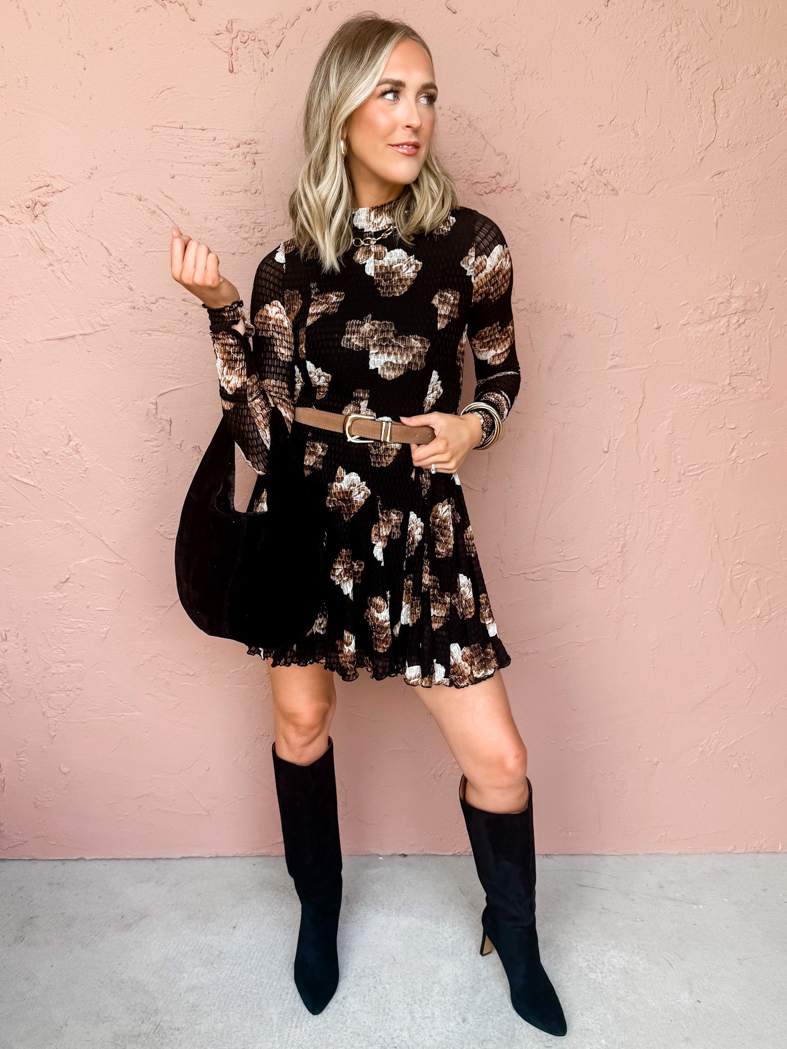 The Makena Floral Mesh Mini Dress