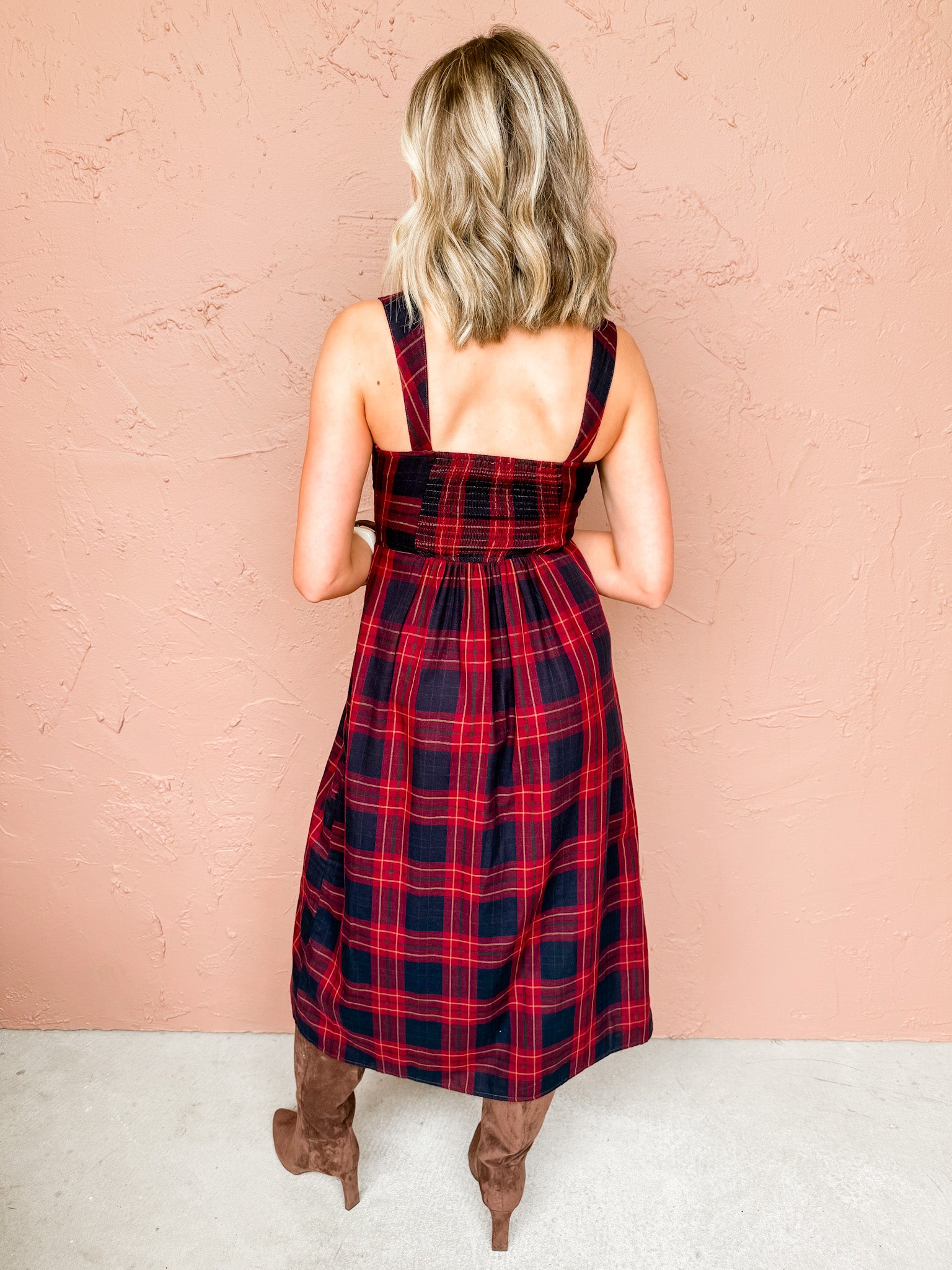Ellis Plaid Midi Dress
