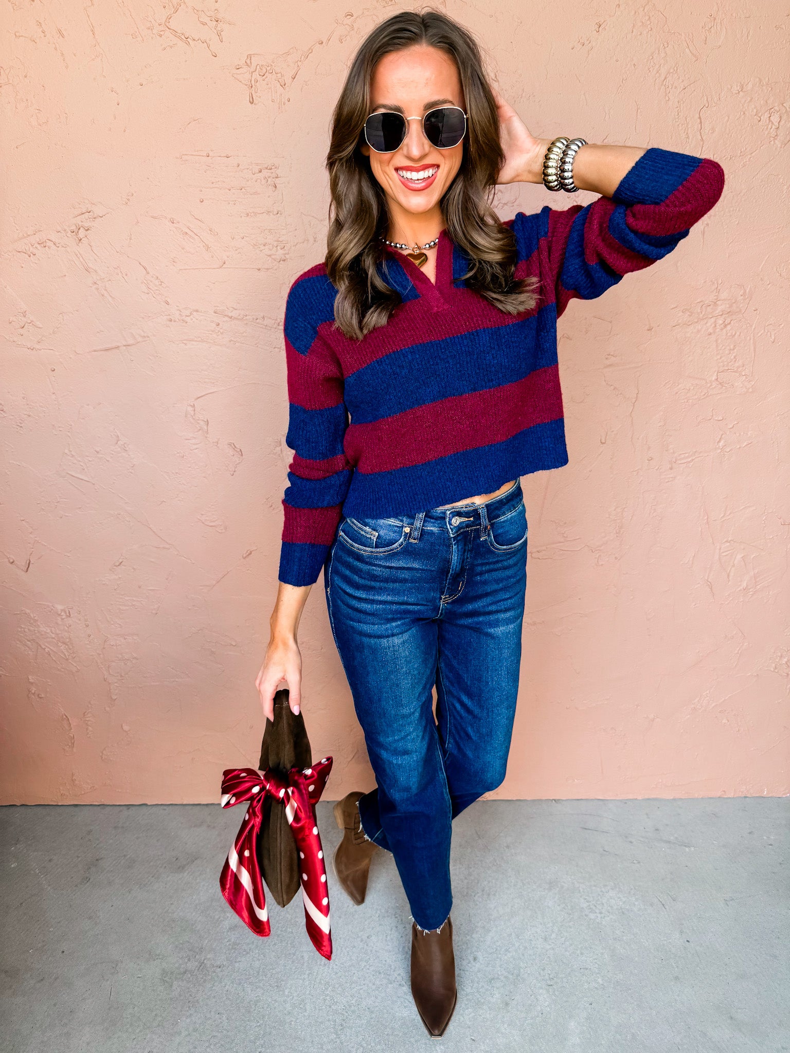Layla Striped Collared Sweater