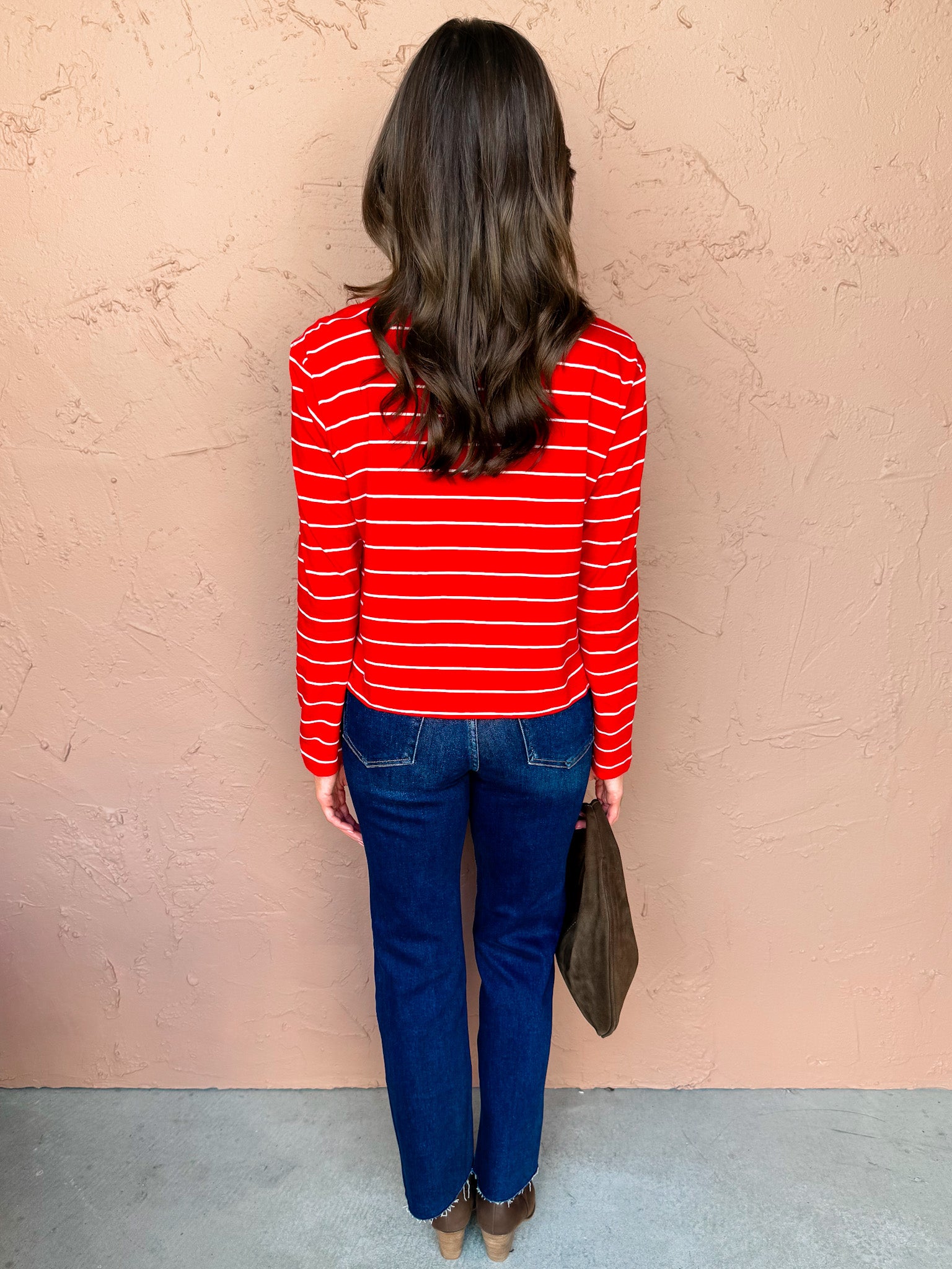 Right Direction Striped Collared Top-Red