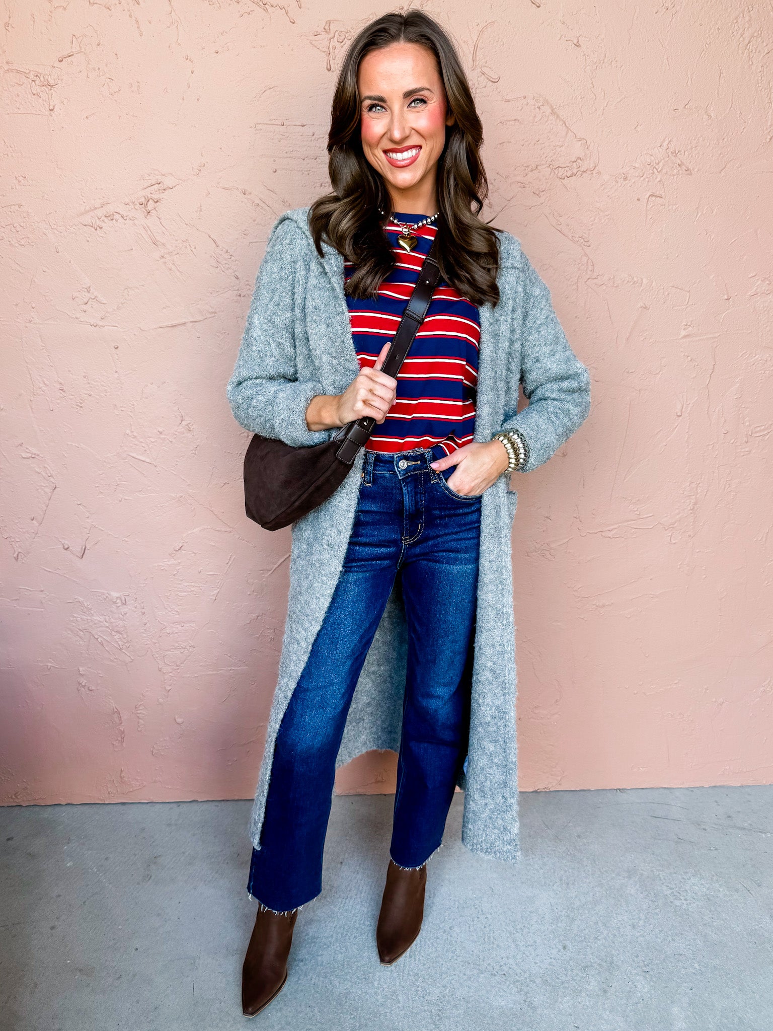 Whispered Warmth Long Knit Cardigan-Grey