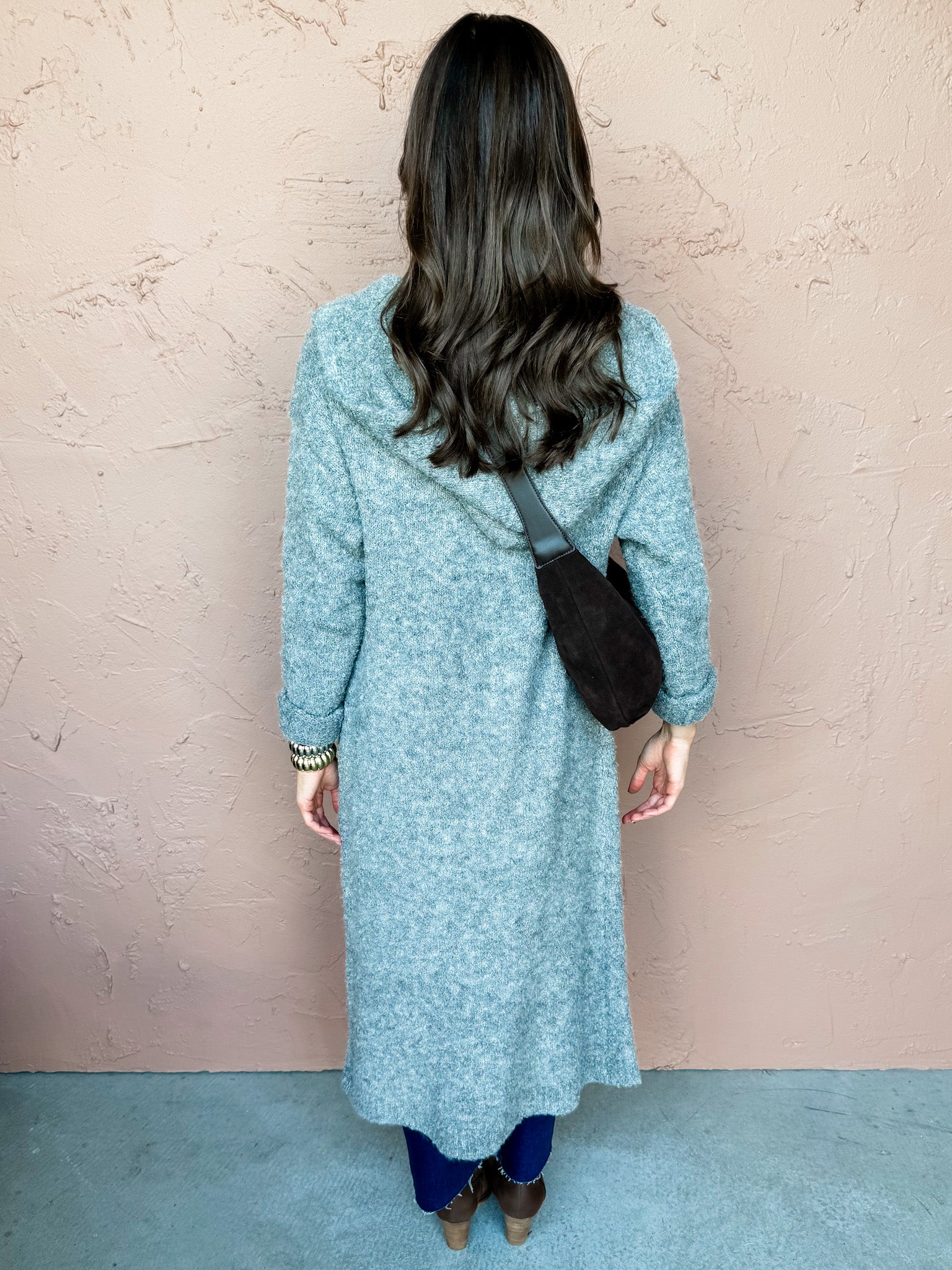 Whispered Warmth Long Knit Cardigan-Grey