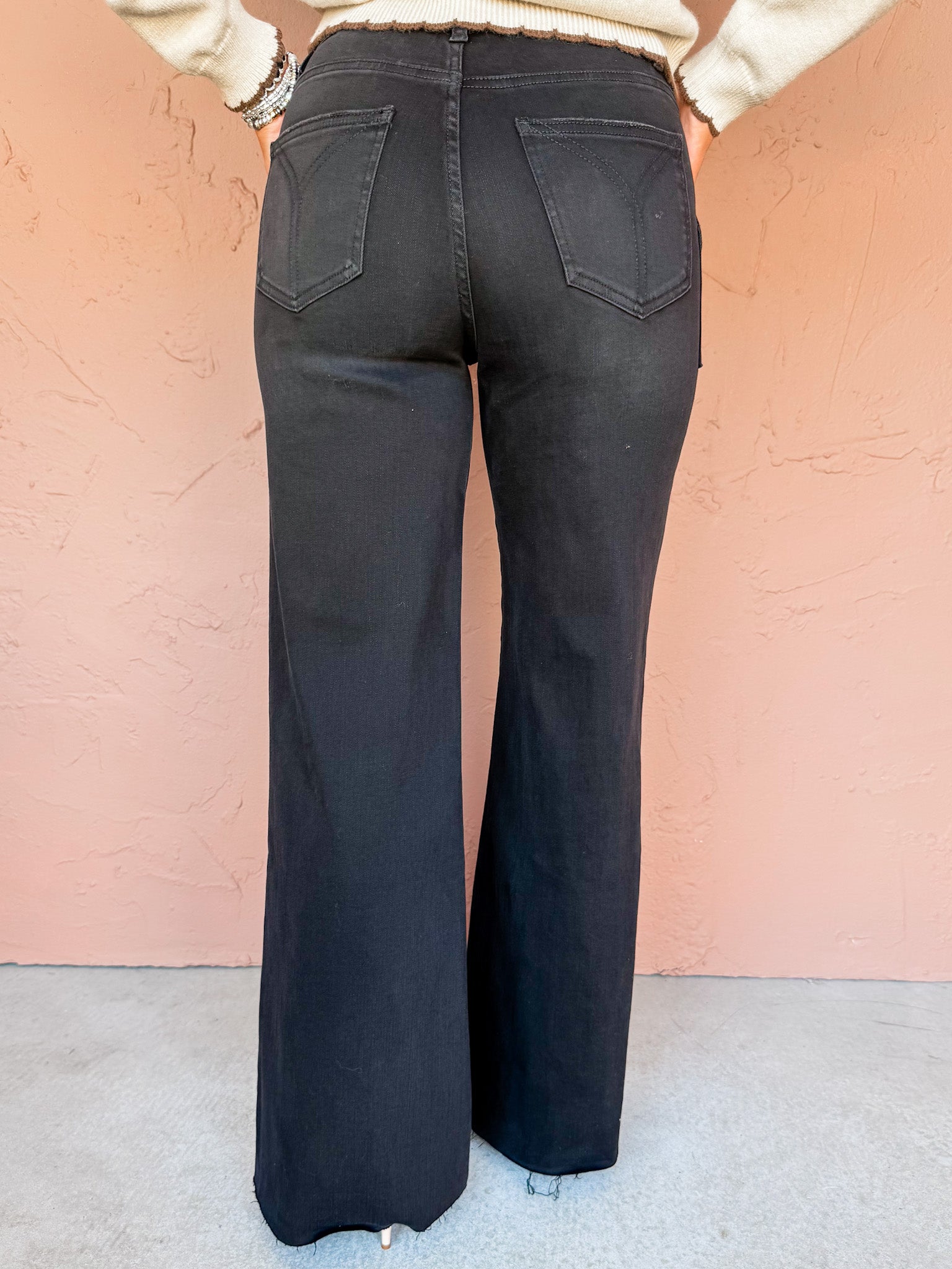 Detroit High Rise Wide Leg Jeans-Black Rock