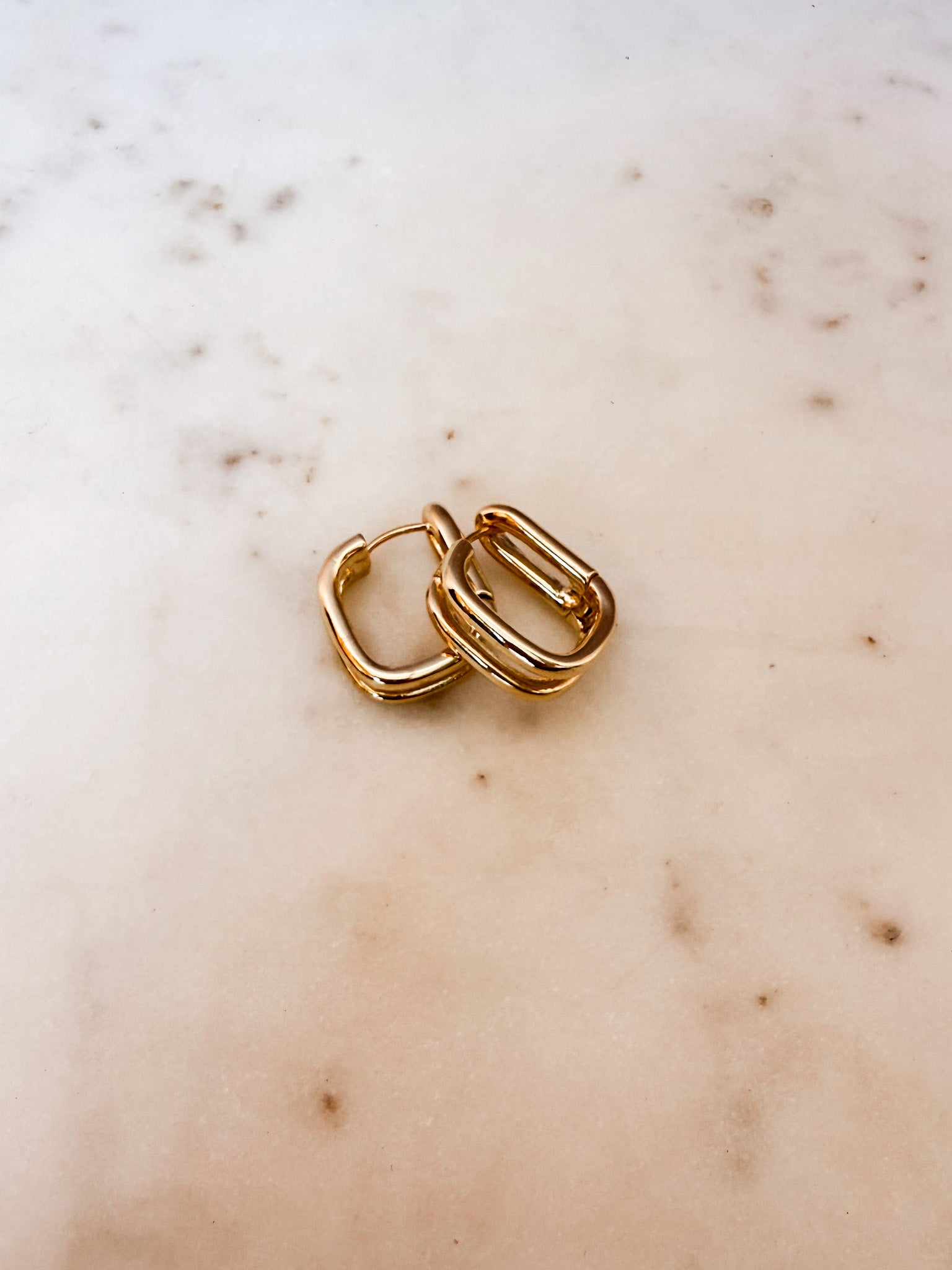 Golden Dusk Wide Square Hoop Earrings