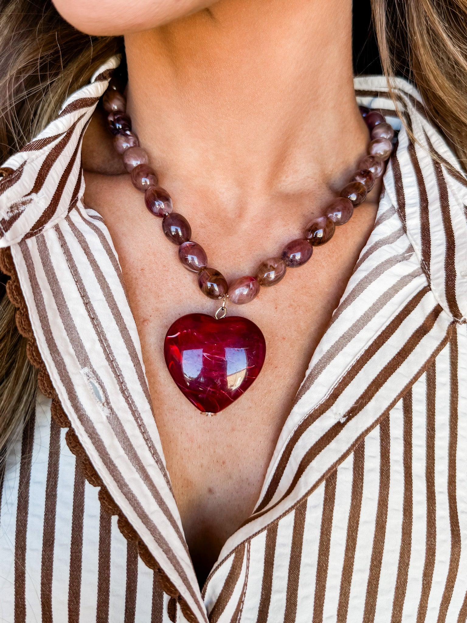 Honey Marble Bead Necklace