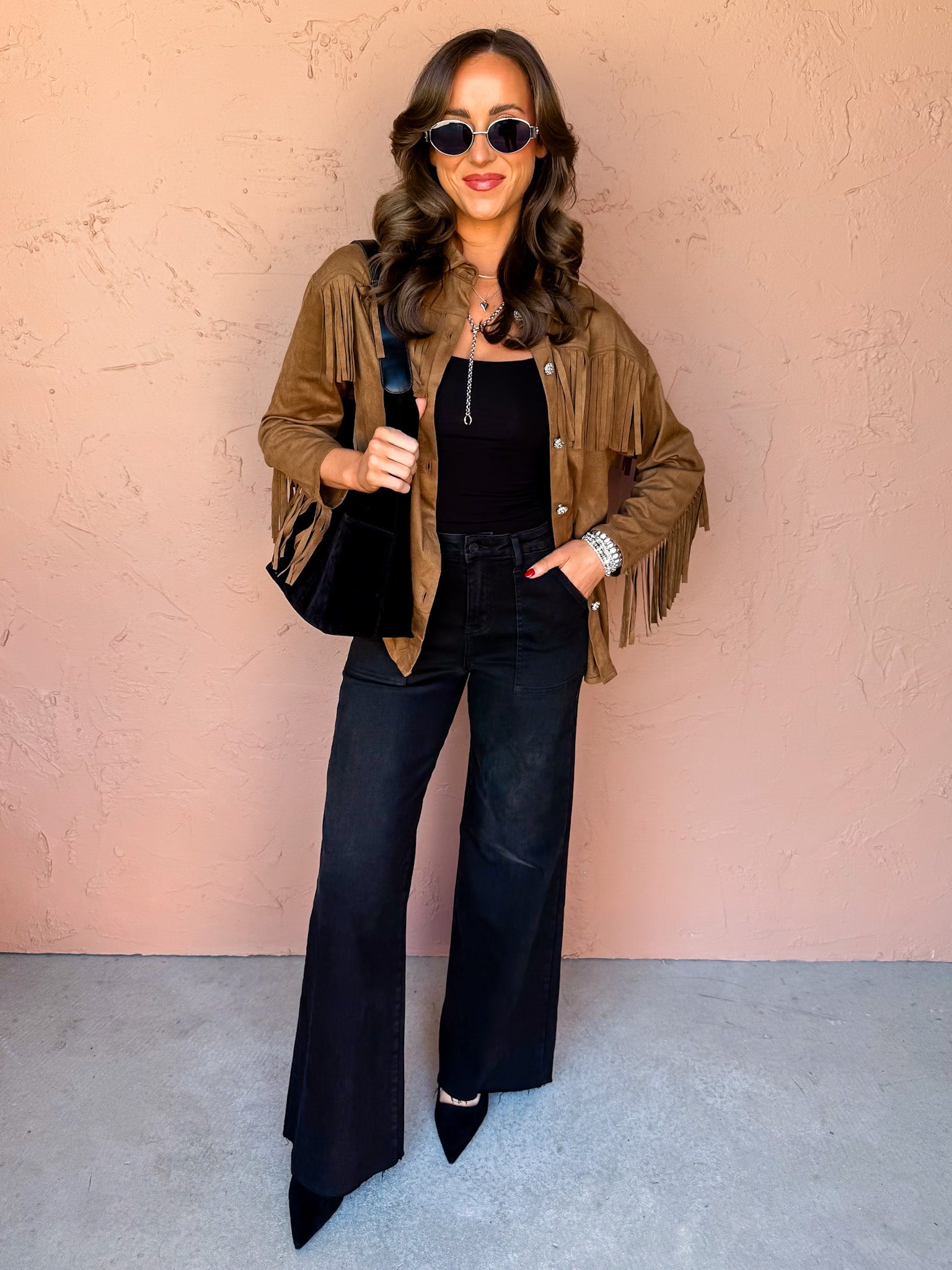 Own It Suede Fringe Shacket