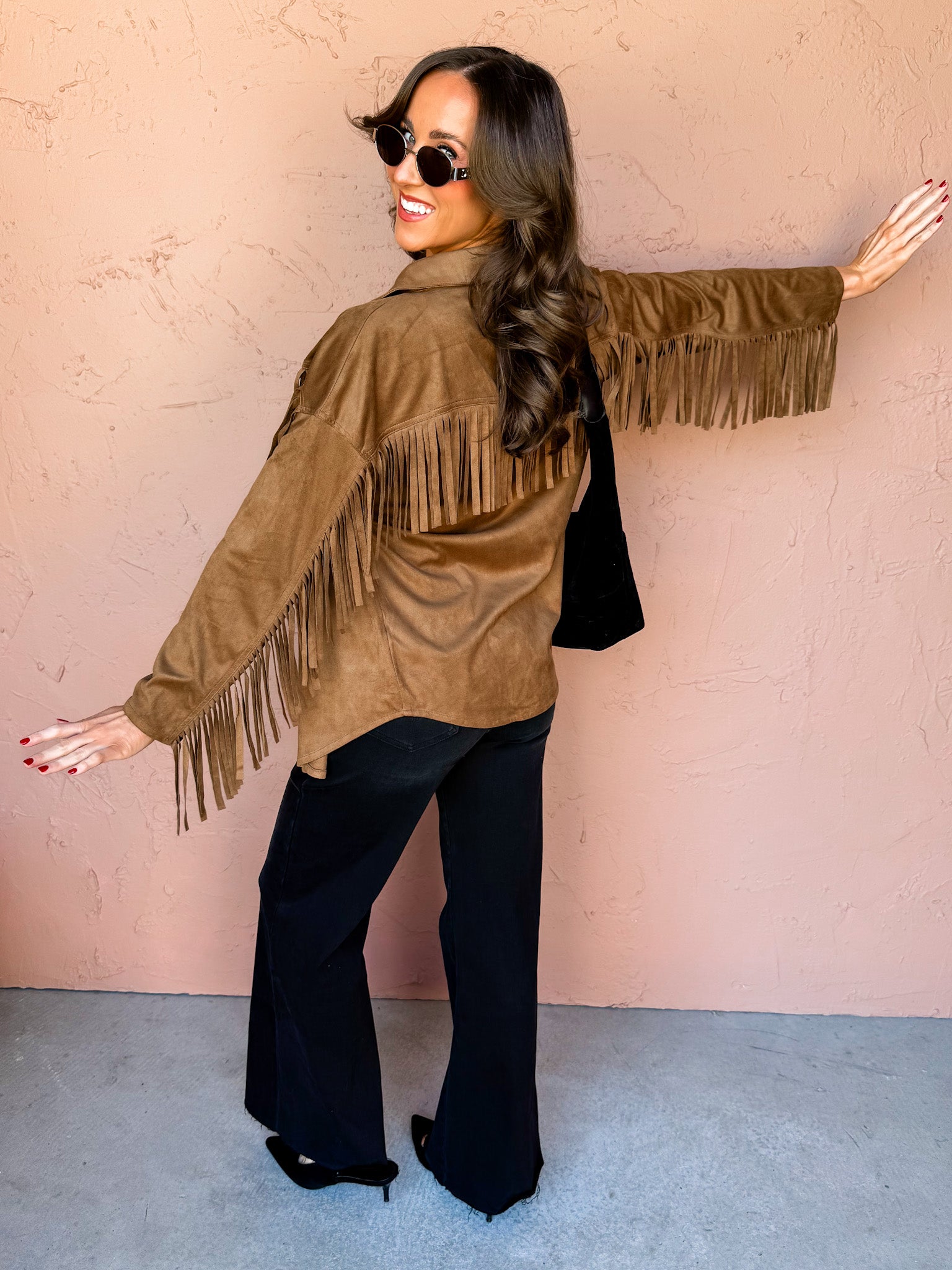 Own It Suede Fringe Shacket