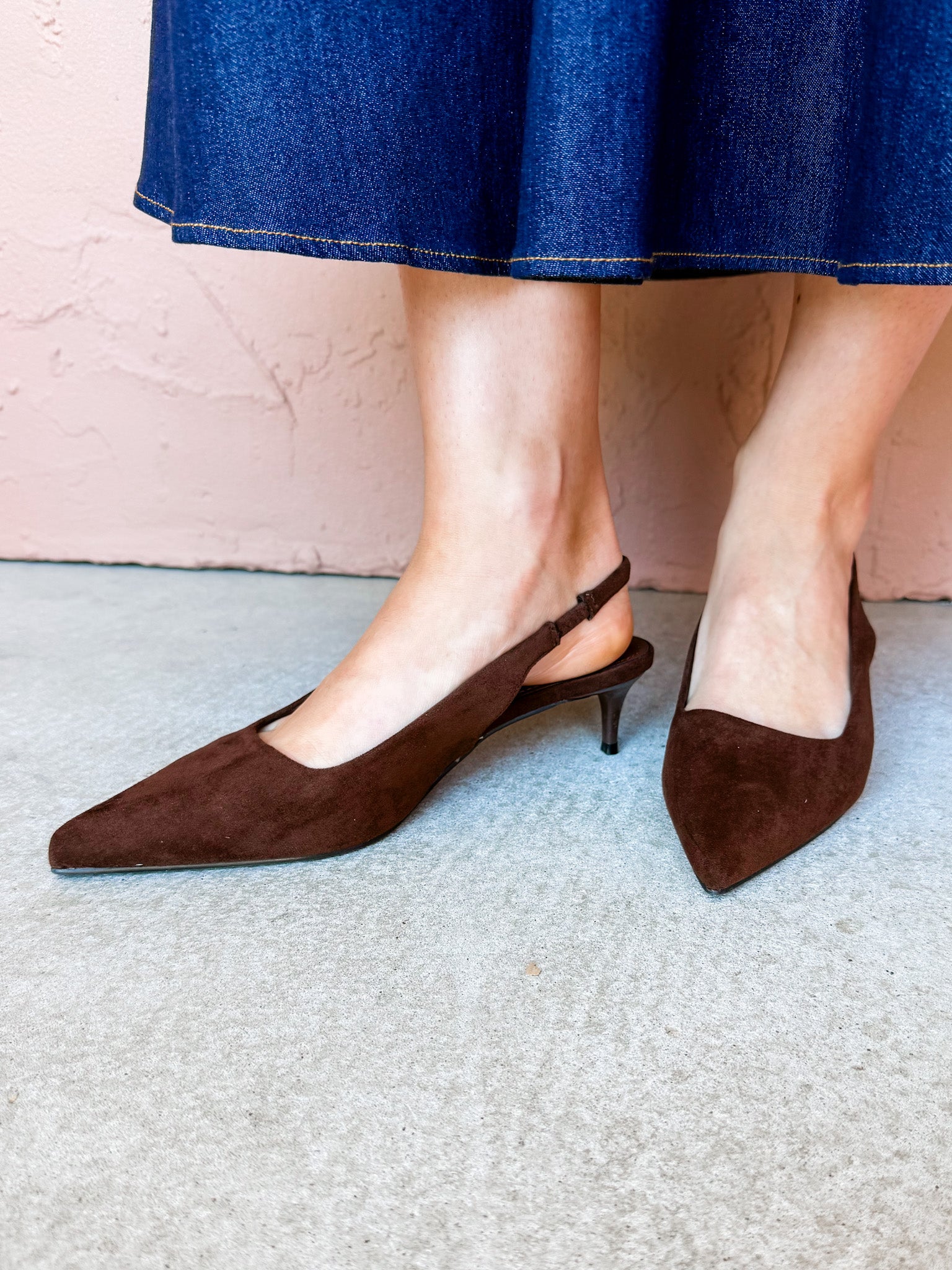 Rae Slingback Kitten Heel-Brown