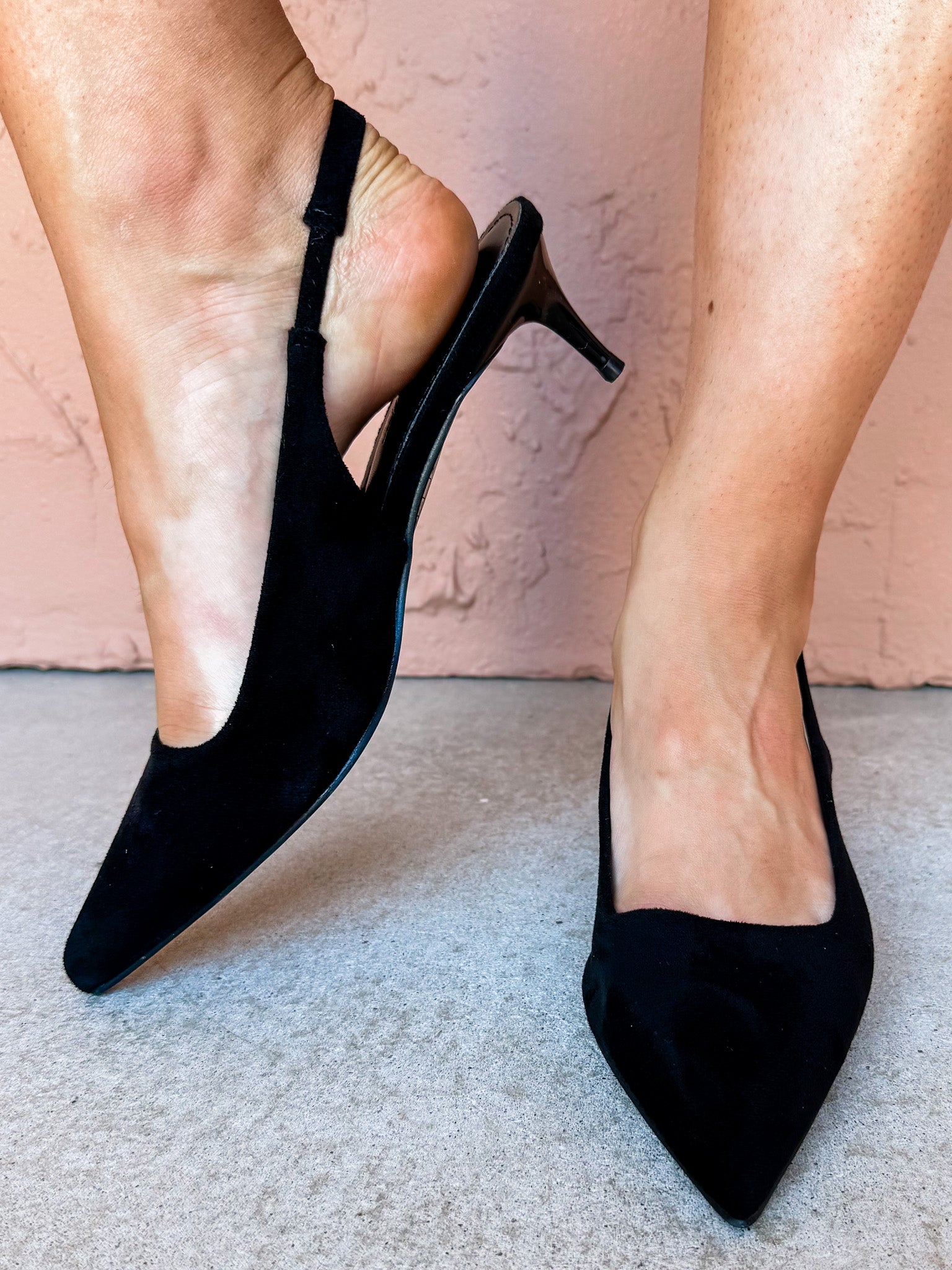 Rae Slingback Kitten Heel-Black