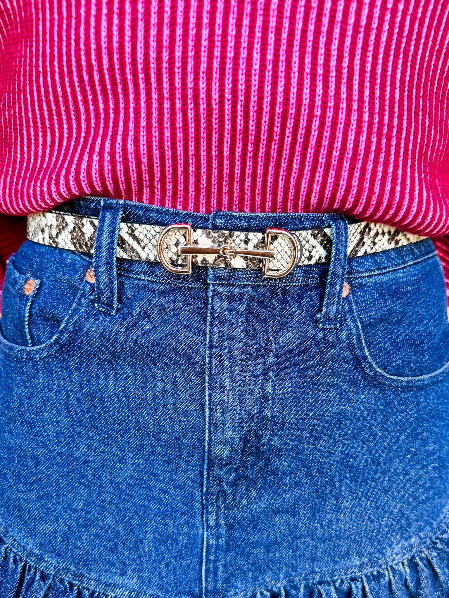 Raina Horse Bit Skinny Belt