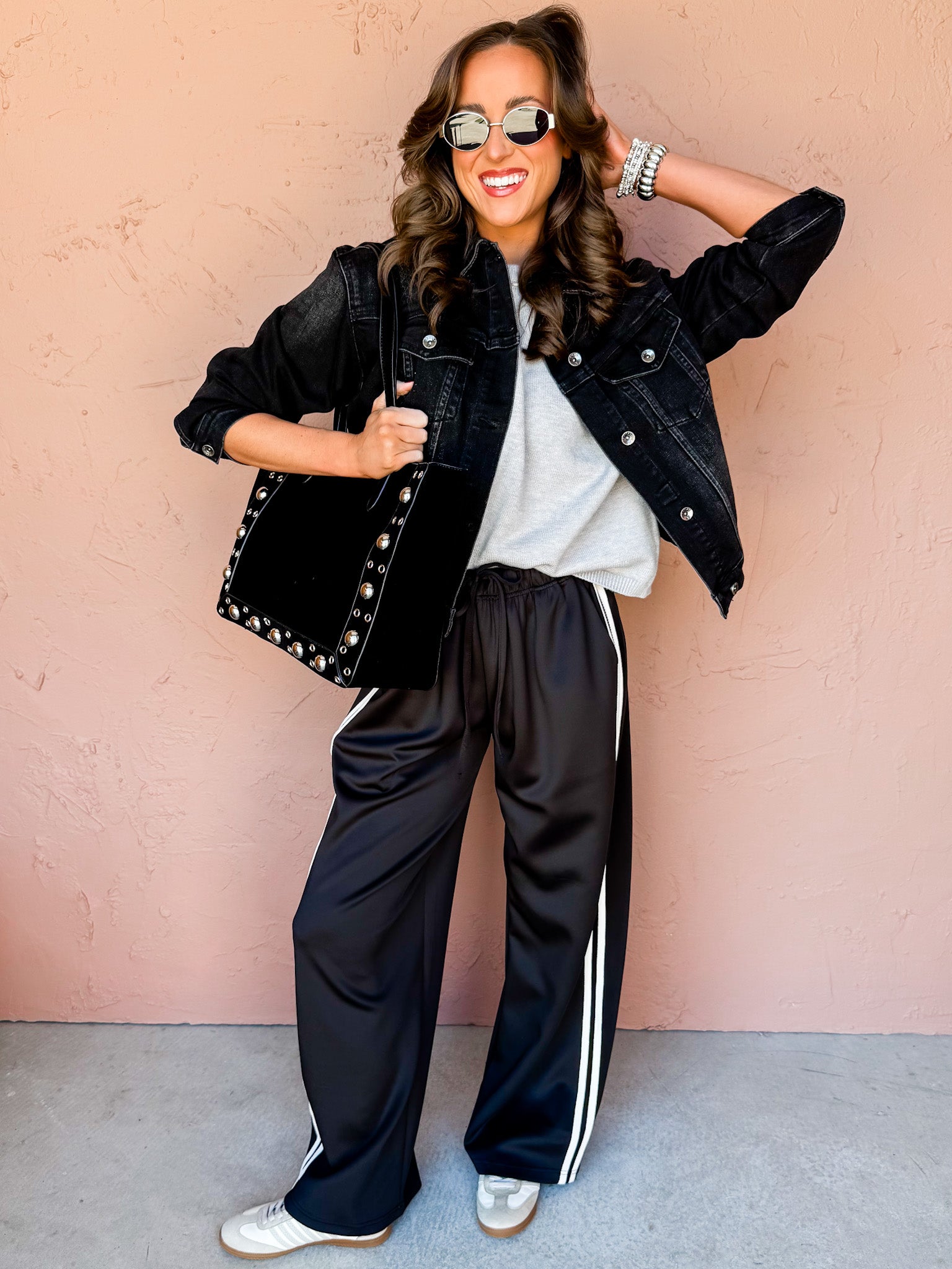 Switch It Up Wide Leg Track Pants-Black