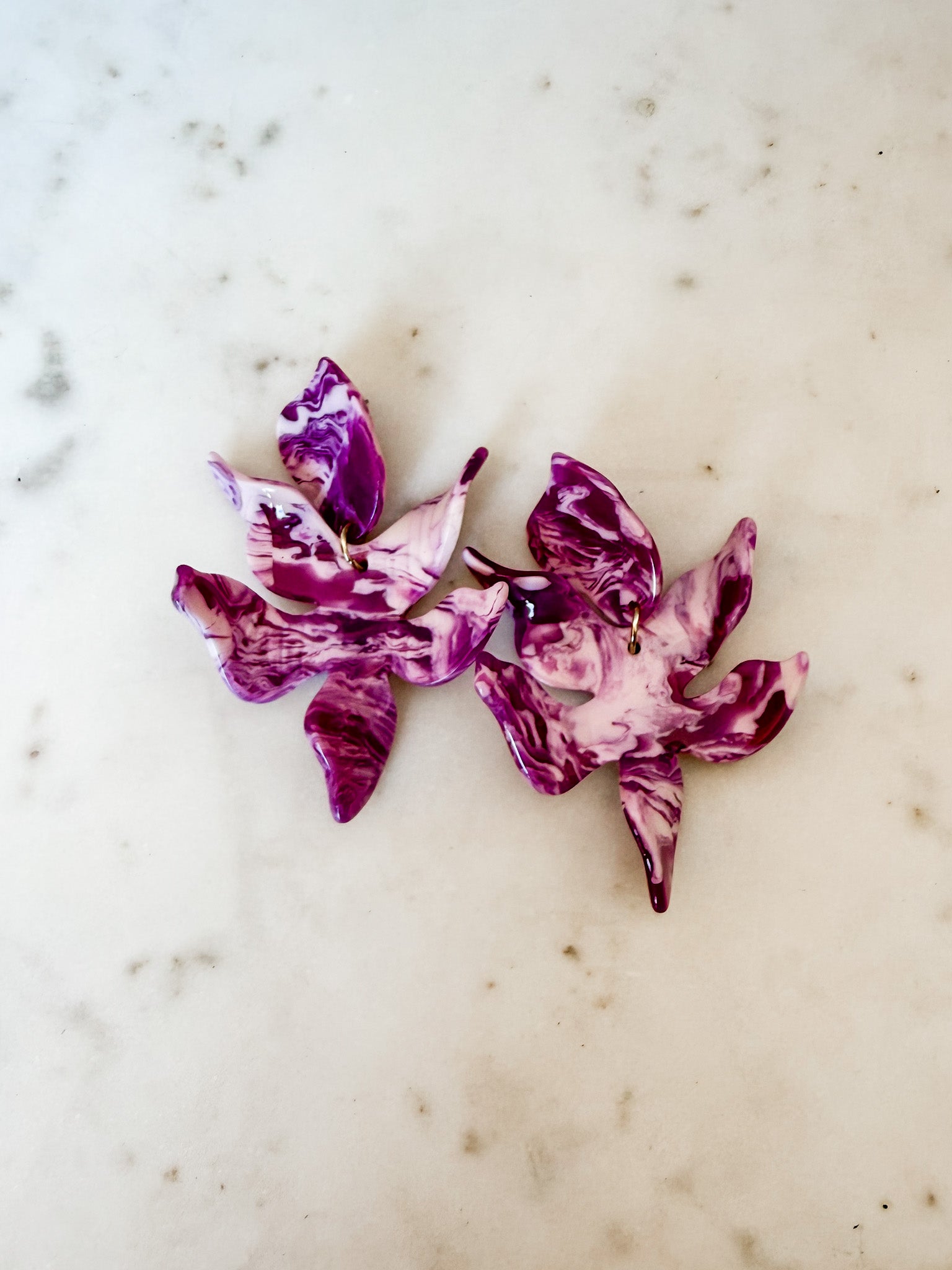[Linny Co.] Flora Statement Earrings-Purple Marble