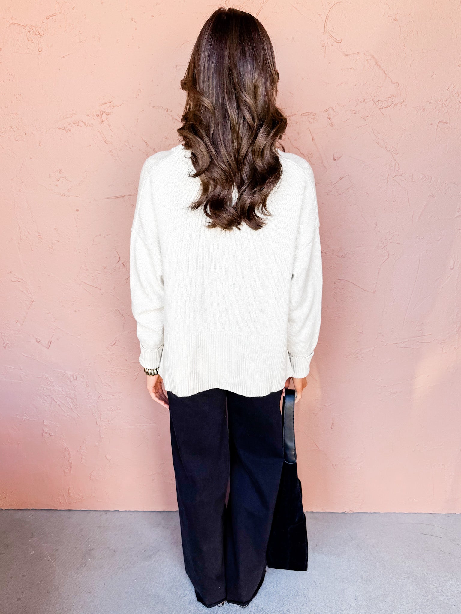 Joelle Side Slit Sweater-Ivory