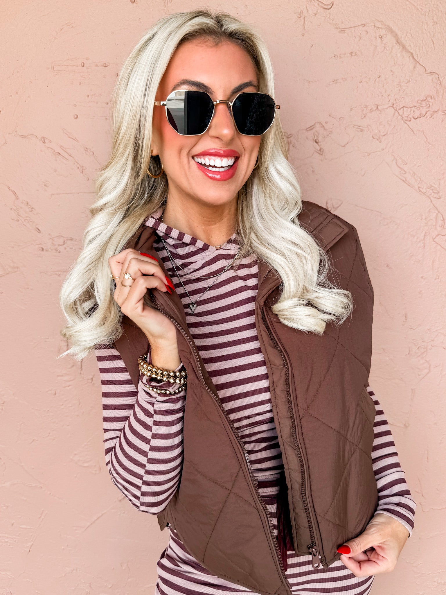 Betsy Boxy Quilted Vest-Chocolate
