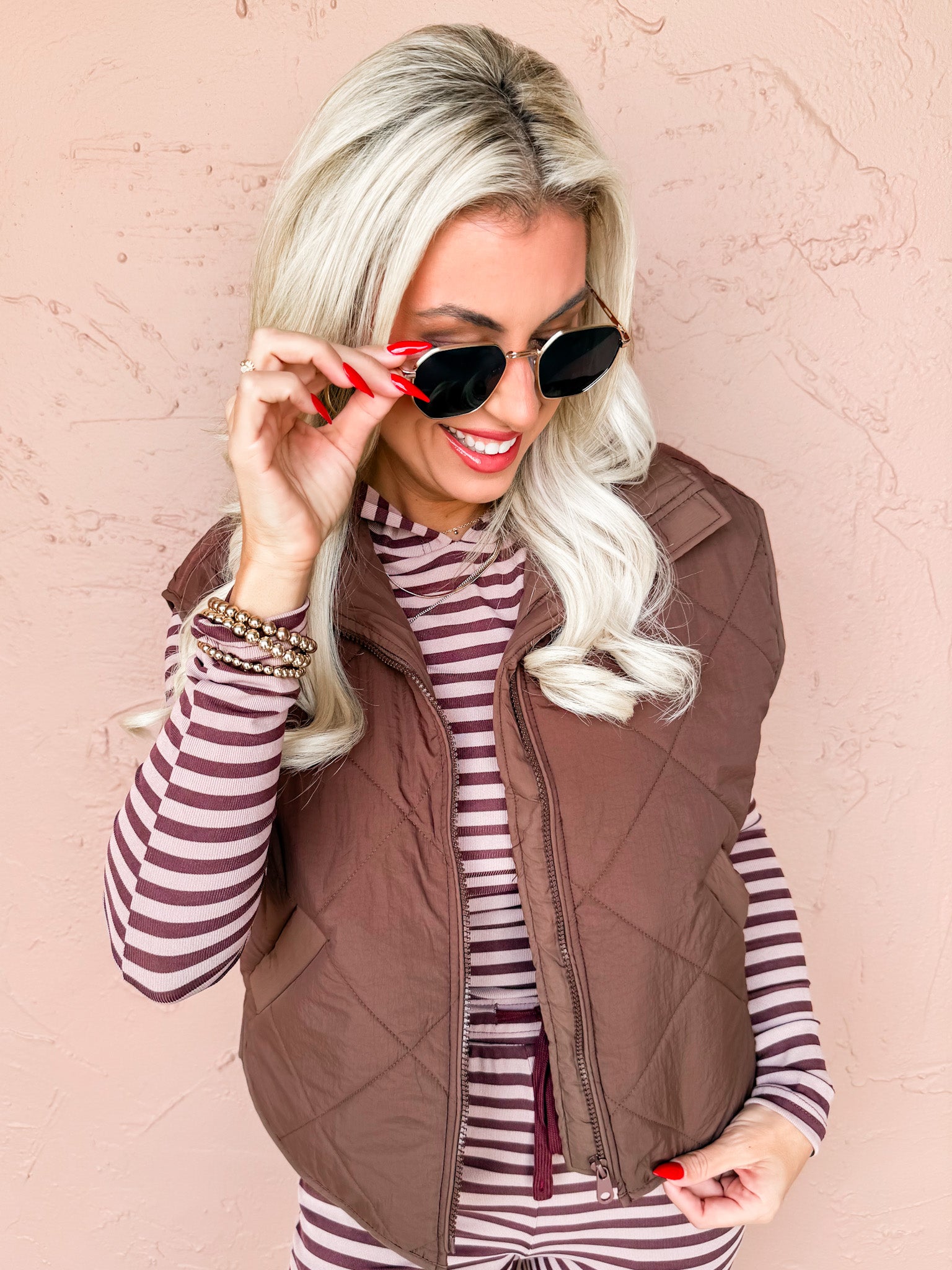Betsy Boxy Quilted Vest-Chocolate