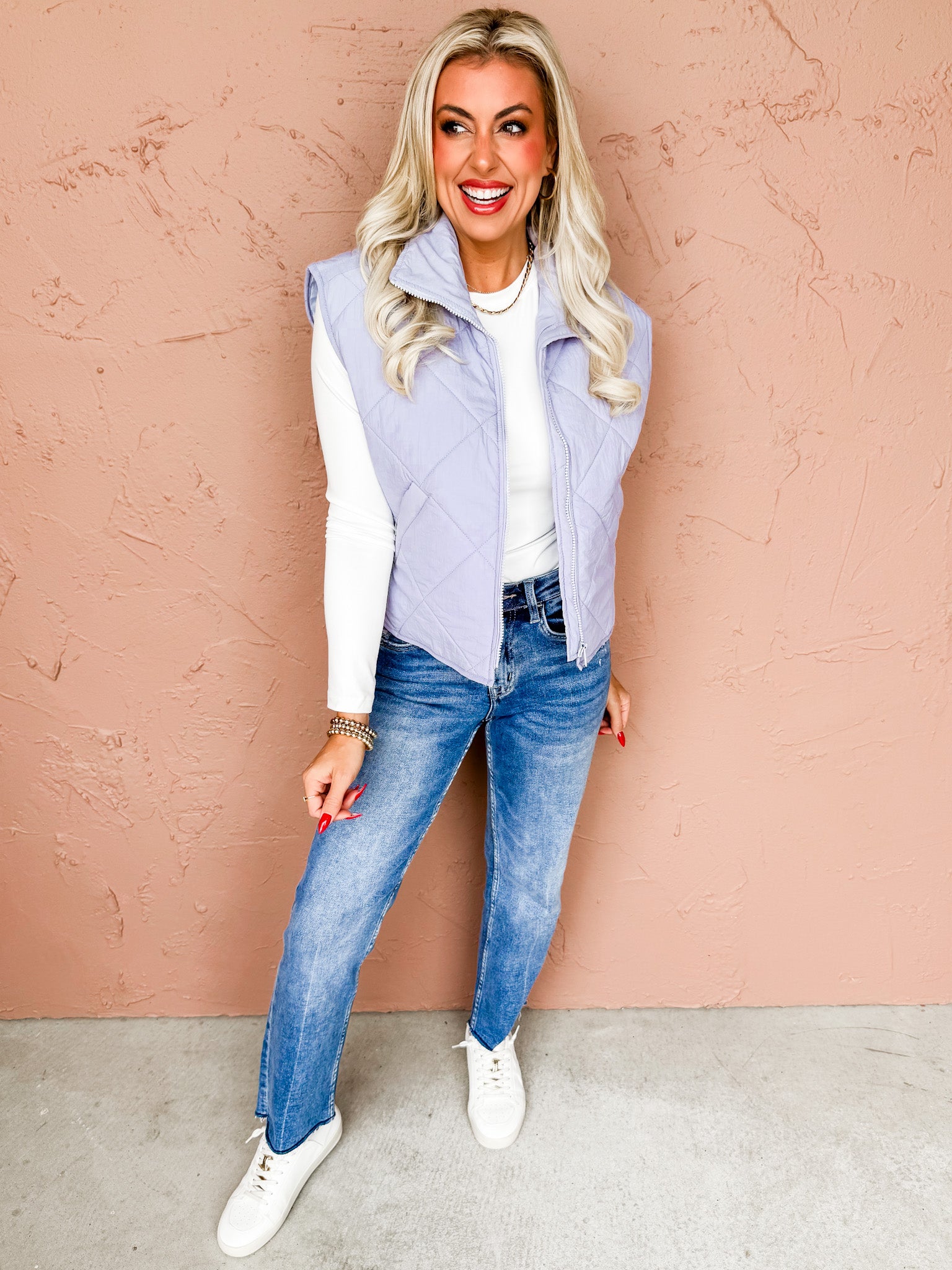 Betsy Boxy Quilted Vest-Lavender