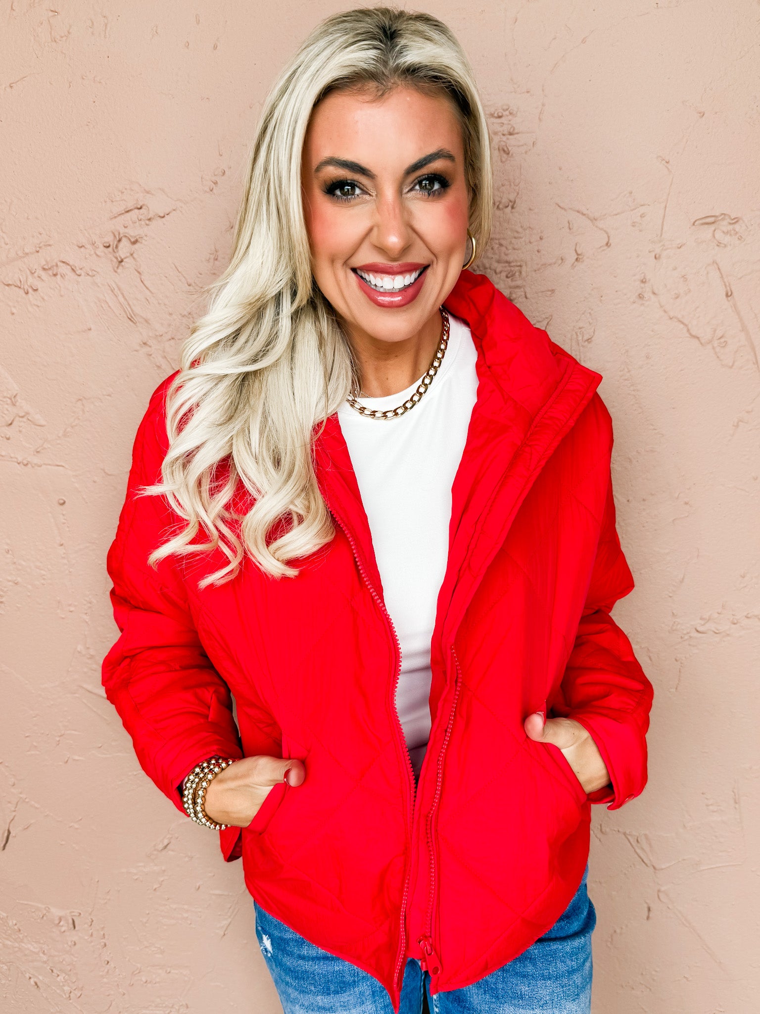 Pippa Luxe Quilted Jacket-Red