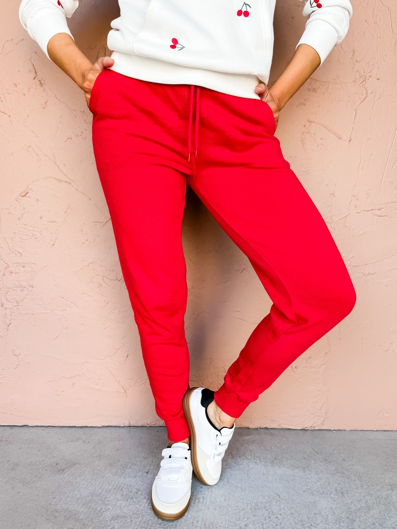 Core Edge Fleece Joggers-Red