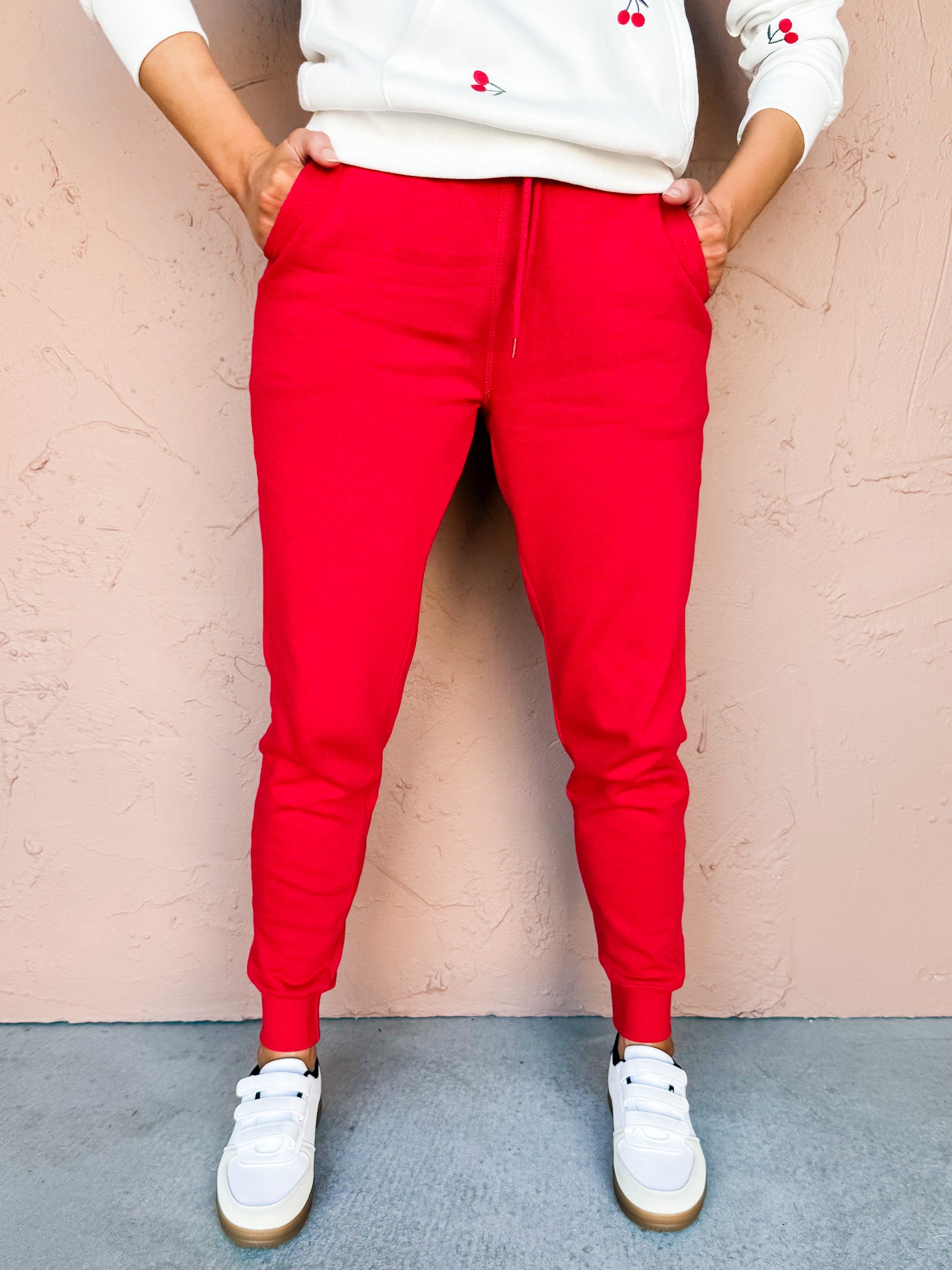 Core Edge Fleece Joggers-Red