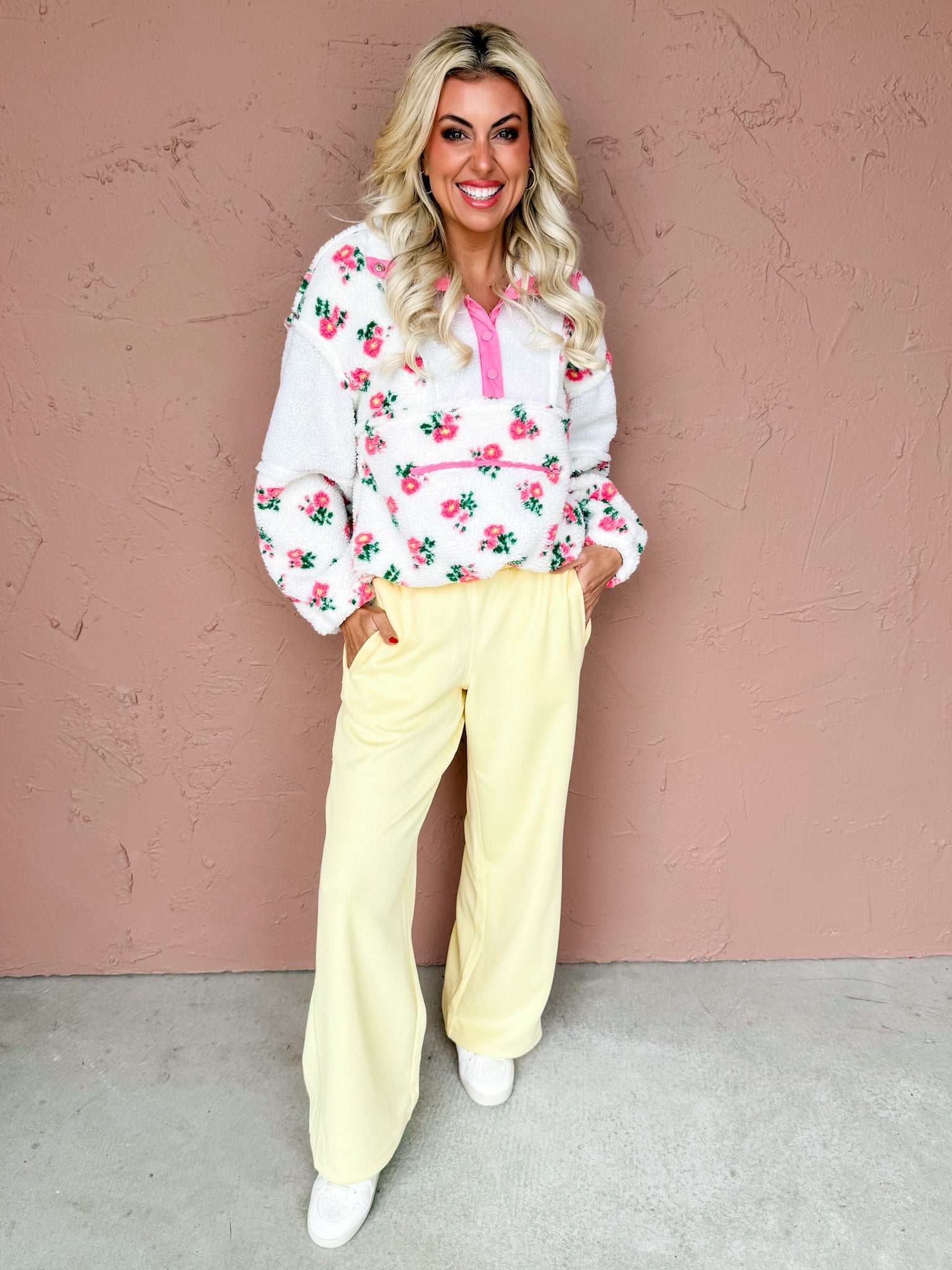 Emma Floral Sherpa Pullover