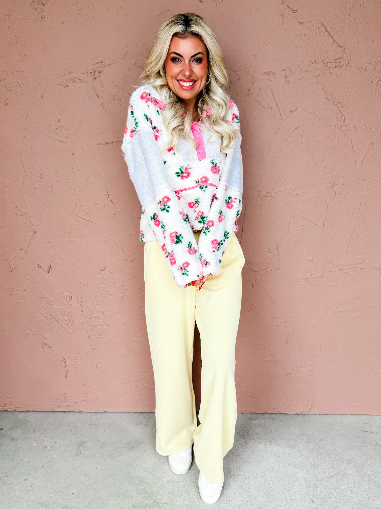 Emma Floral Sherpa Pullover