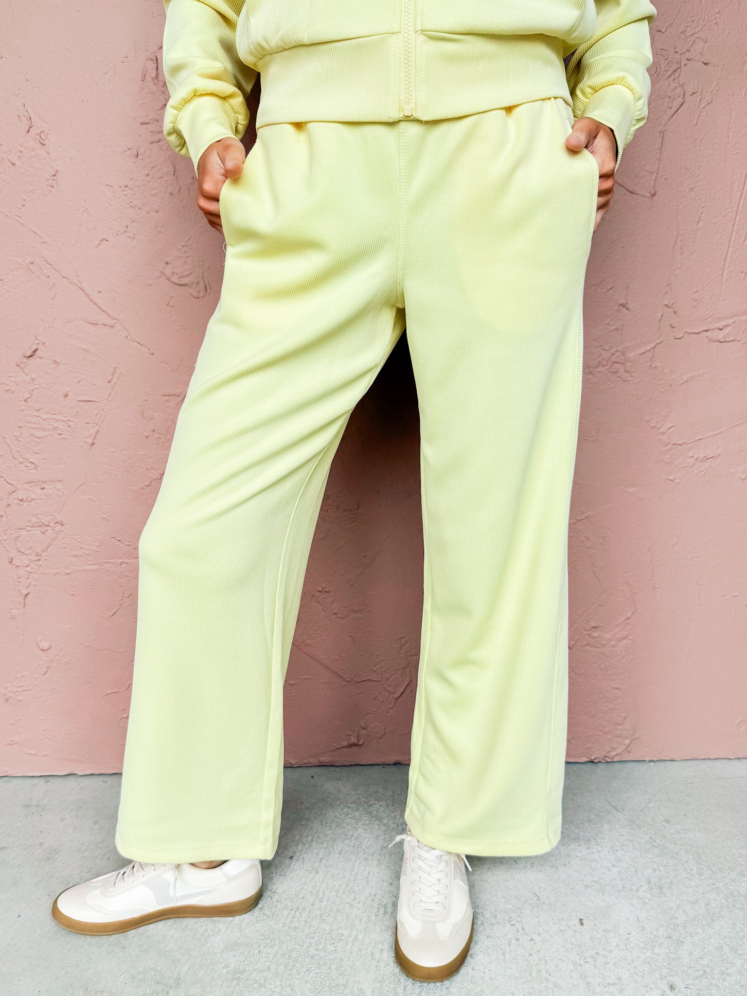 Modern Motion Rib Wide Leg Pants-Yellow
