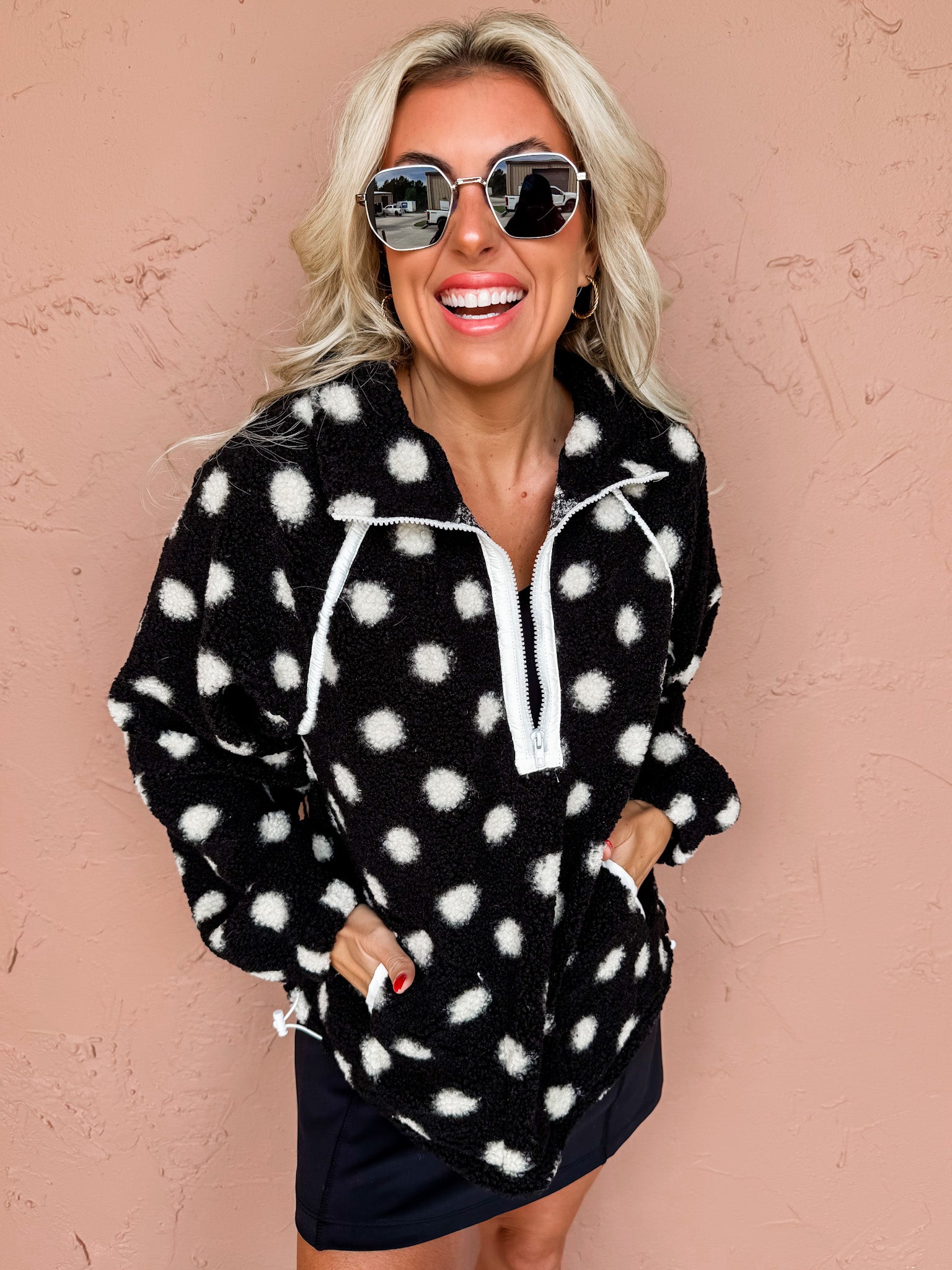 Night Pop Polka Dot Half Zip Sweatshirt