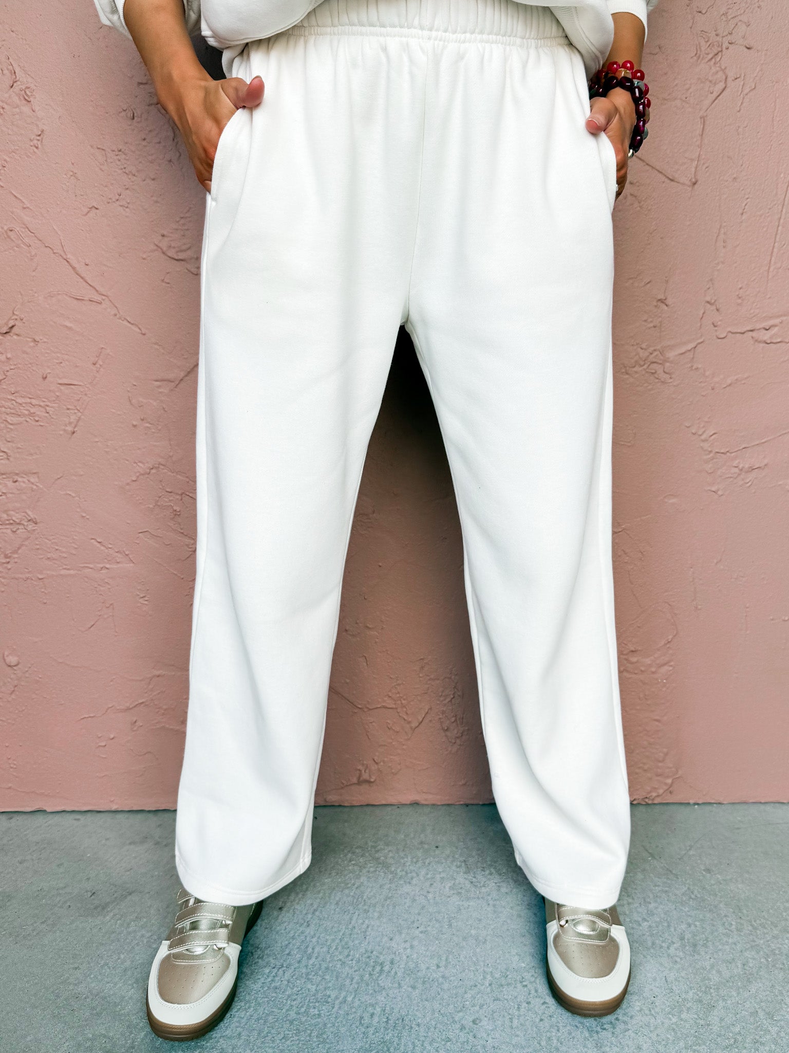 Off-Duty Fleece Sweatpants-Ivory