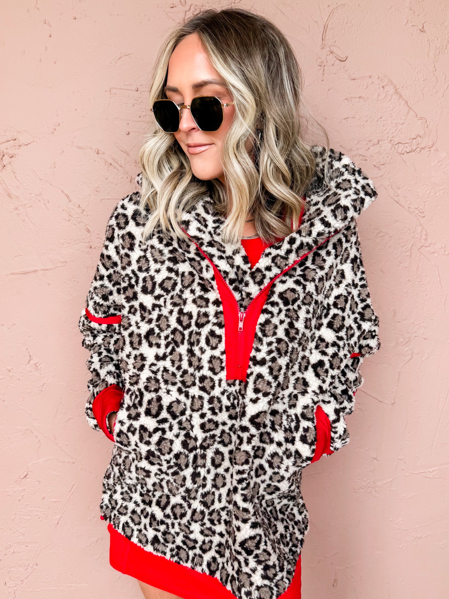 Roam Ready Leopard Half Zip Pullover