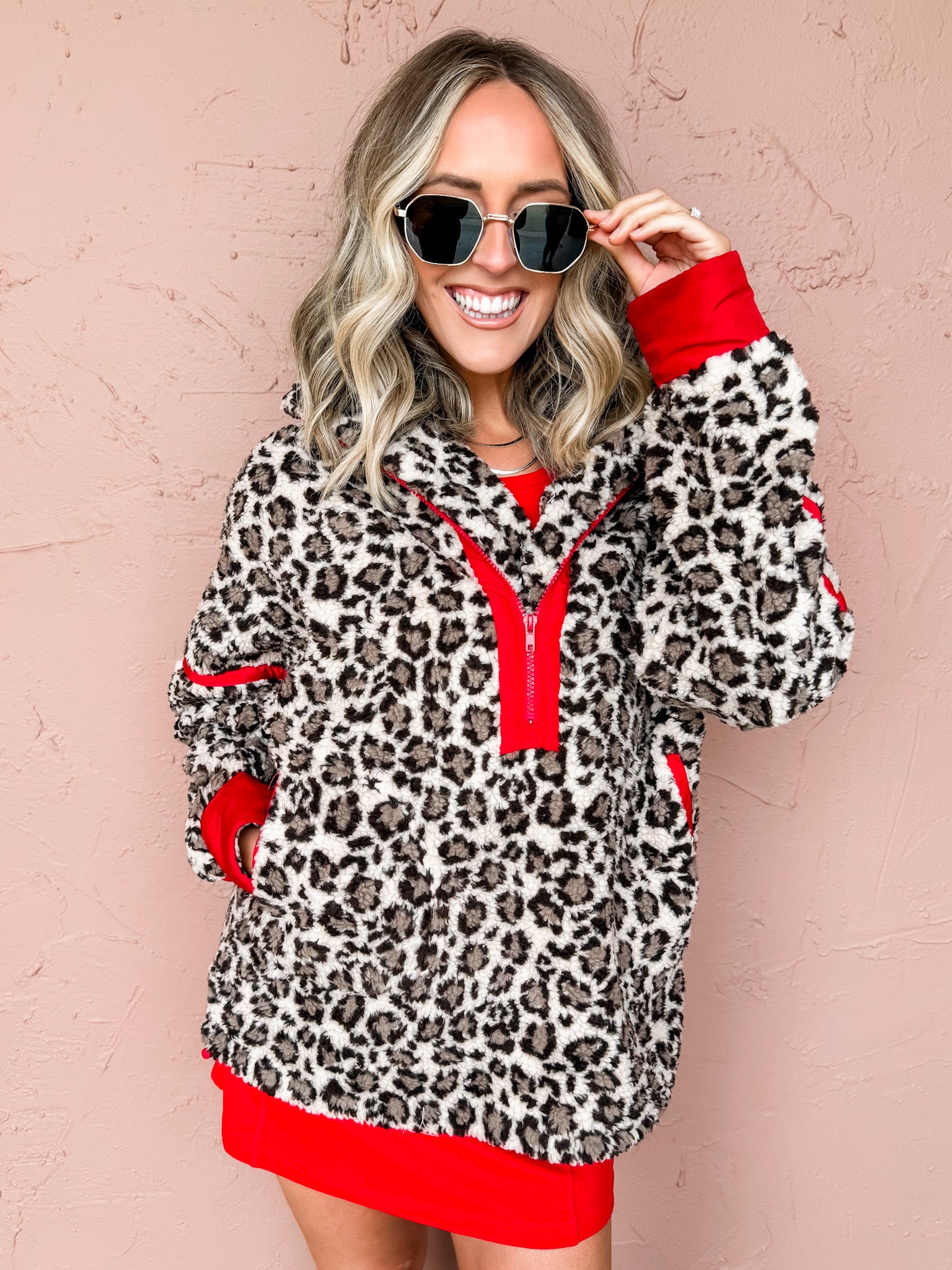 Roam Ready Leopard Half Zip Pullover