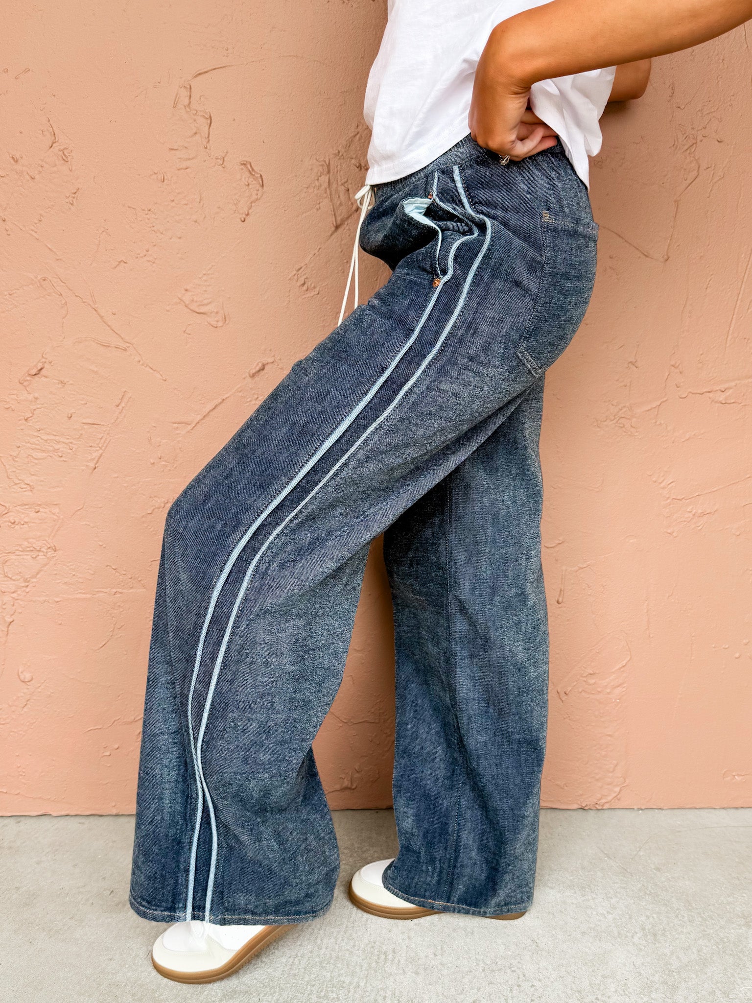 [Daze] The Cozy Jean Wide Leg Pull On-Sky Whisper